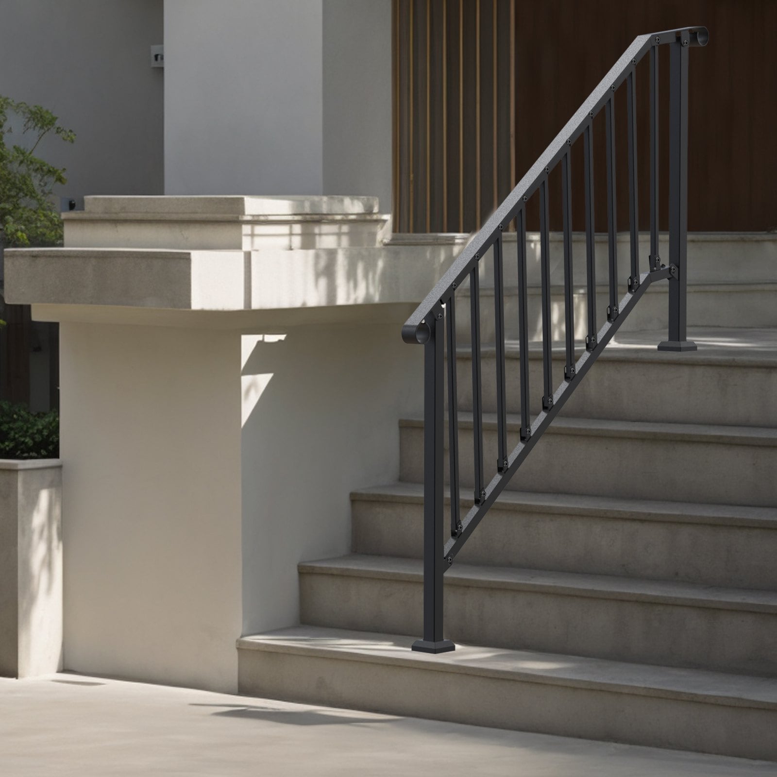 Slickblue 71.6 x 60.4 Black Carbon Steel Stair Handrail for 5-Step ...