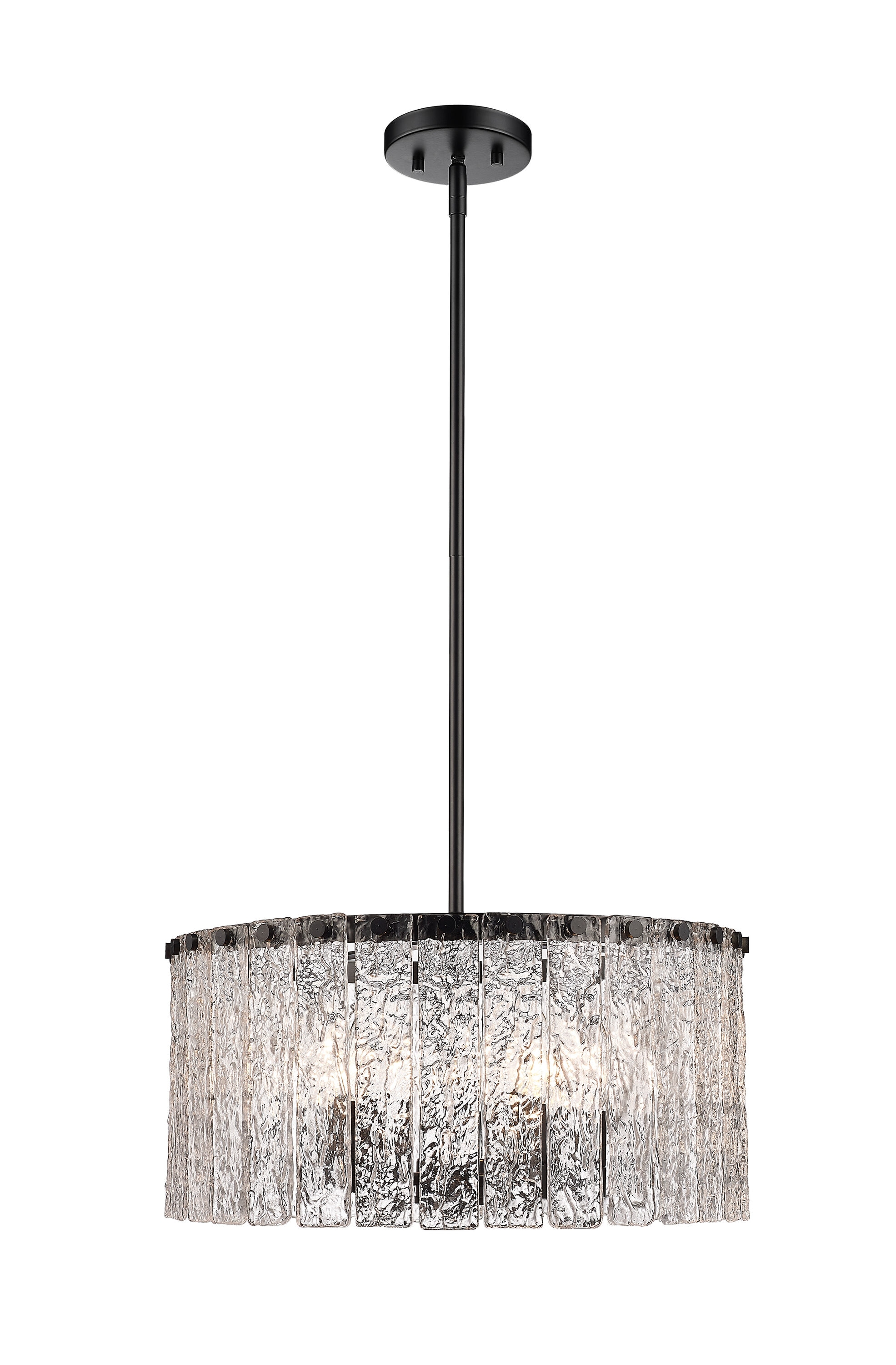 Z-Lite 1943P18-MB Glacier 5 -Light Matte Black Modern/contemporary Clear glass Drum Medium Hanging Pendant light