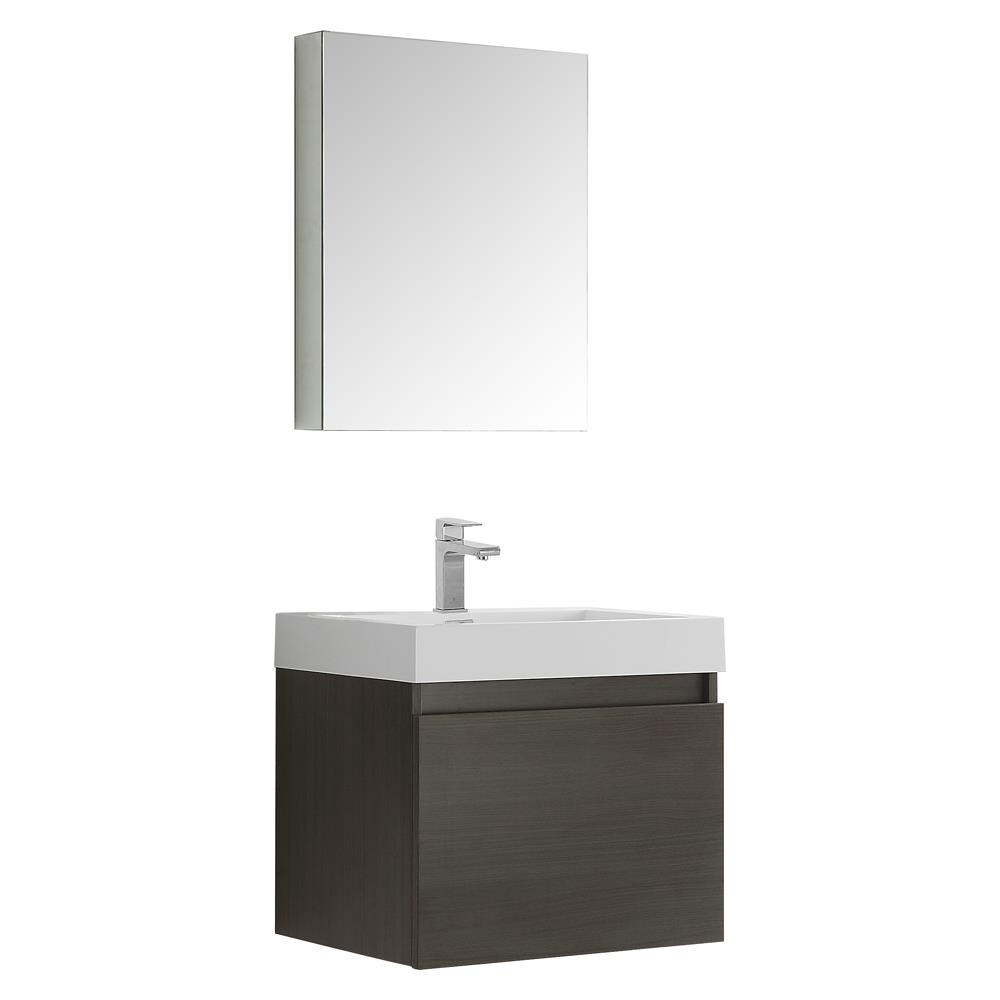 Fresca Allier 35.5-in x 25-in x 6-in Gray Oak Wood Wall-mount Linen Cabinet