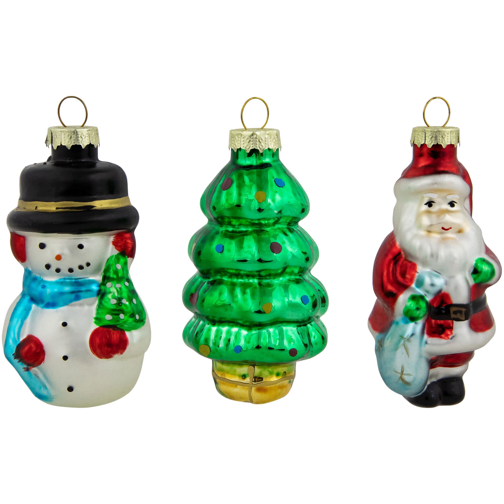 Ｎｏ．3 Xmas Northlight Set of 3 Holiday Figurines Glass Christmas Ornaments 3