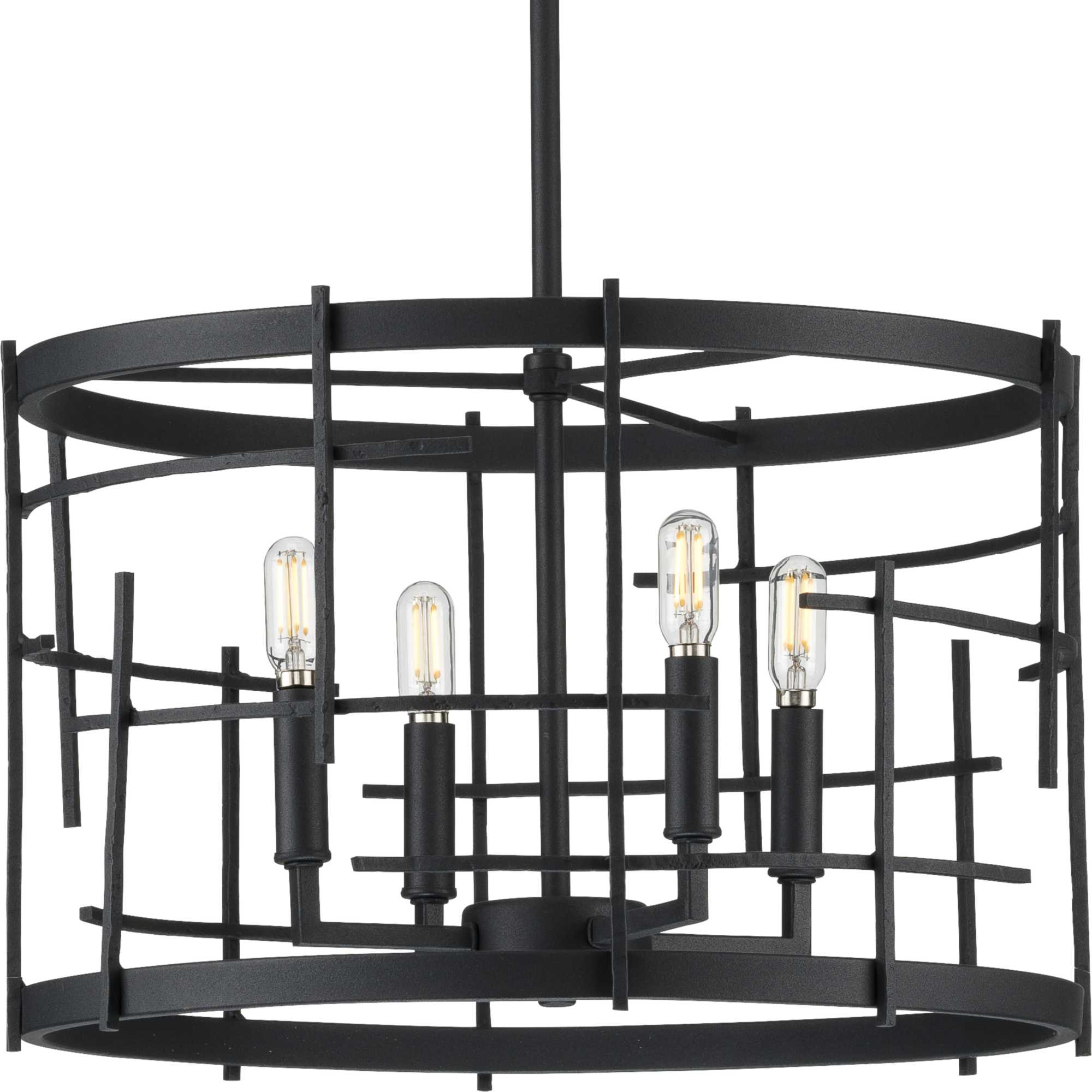 Progress Lighting P400213-031 Torres 4-Light Black Rustic Dry Rated Chandelier