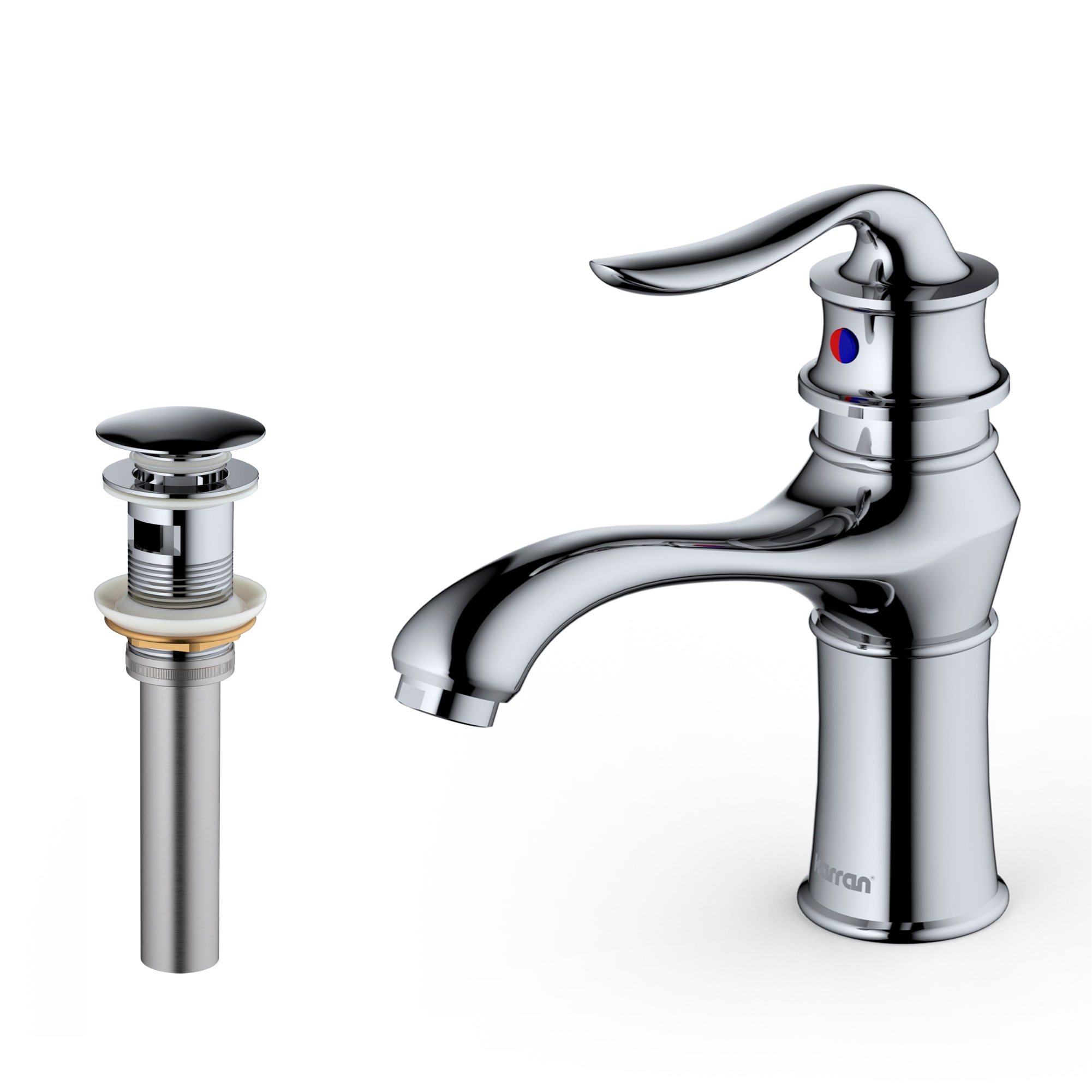 Karran KBF430C Dartford Chrome Single hole 1-handle Low-arc Commercial/Residential Handle Bathroom Sink Faucet with Drain
