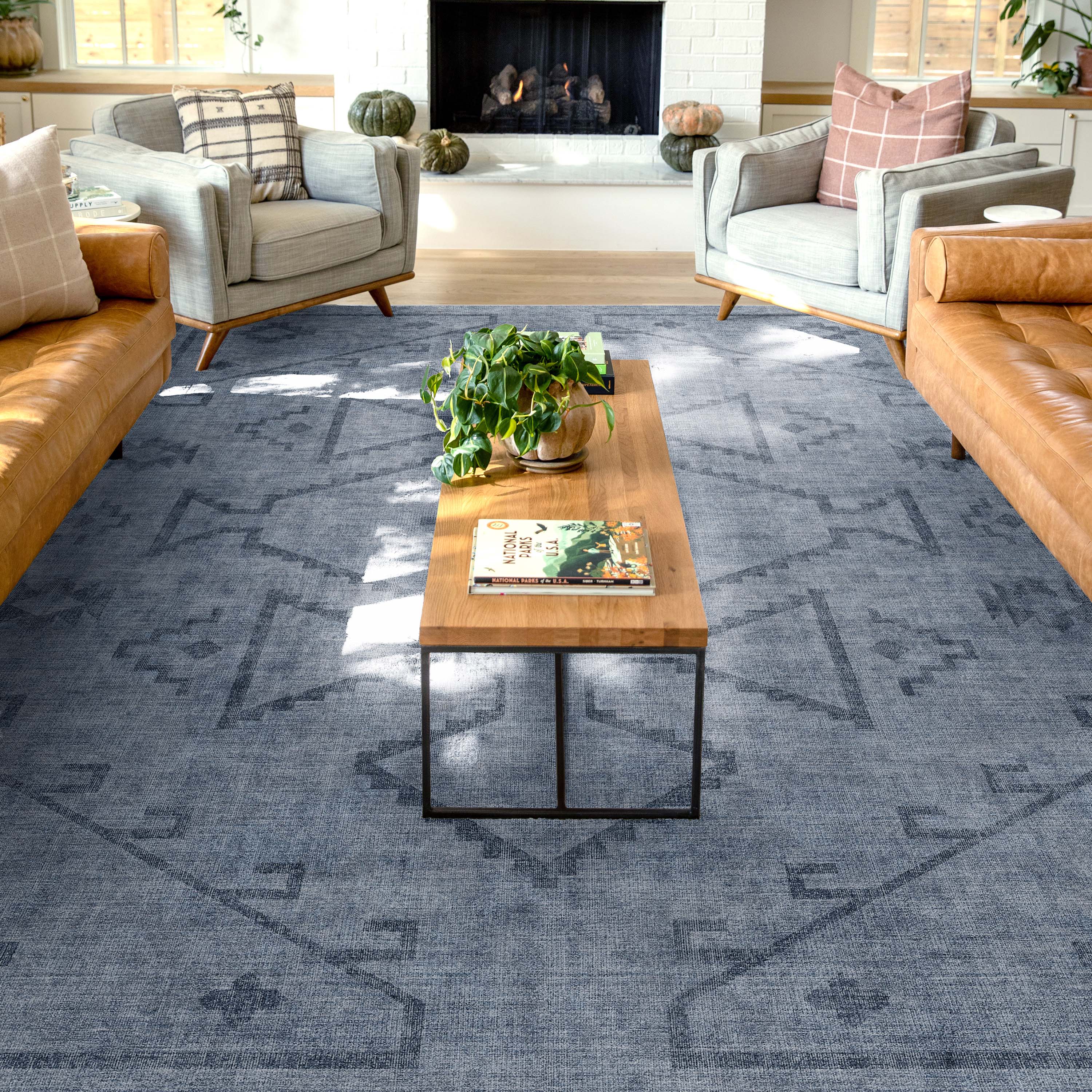 Well Woven W-AP-34C-7 Apollo 8 x 10 (ft) Flatweave Polyester Navy Blue Rectangular Indoor Tribal Southwestern Area rug