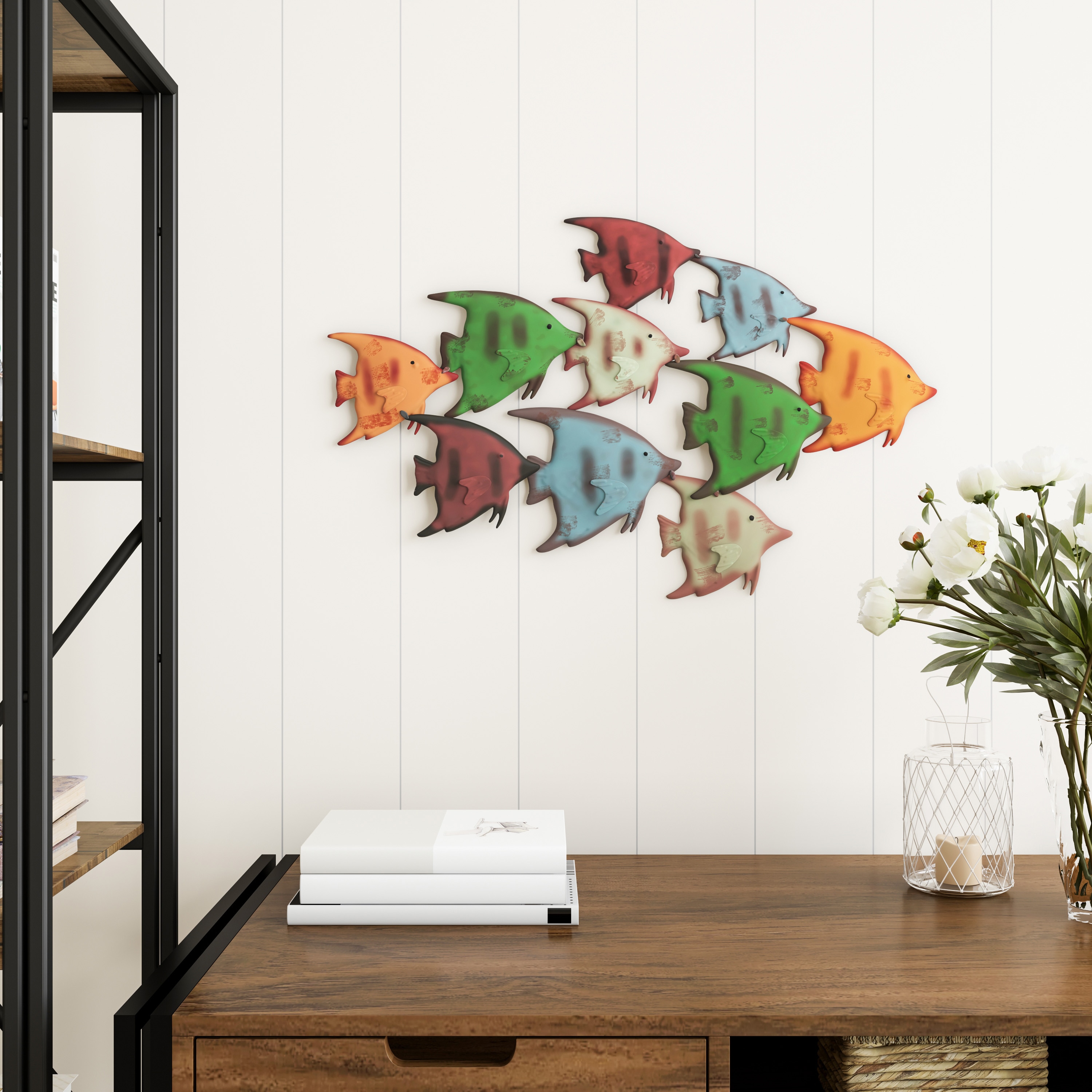 Hastings Home School of Fish Wall Art-3D Metal Hanging Decor 0.9-in W x ...