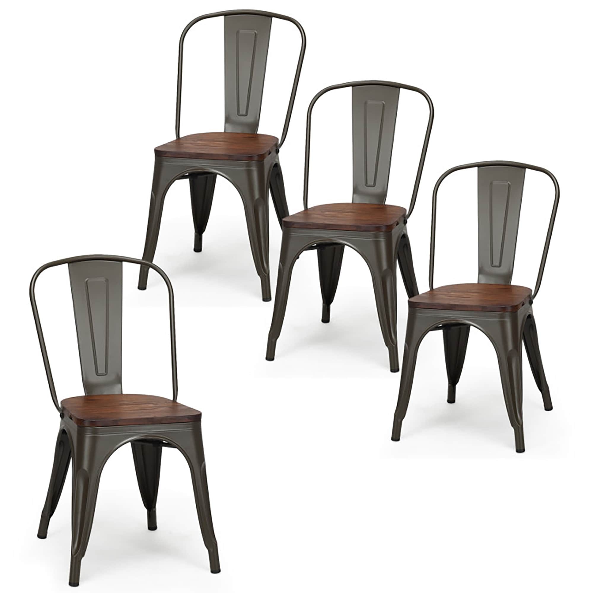 Sumyeg WF-HW65270-LA Set of 4 18-in Set of 4 Stackable Metal Dining Chair Casual Dining Side Chair (Metal Frame)