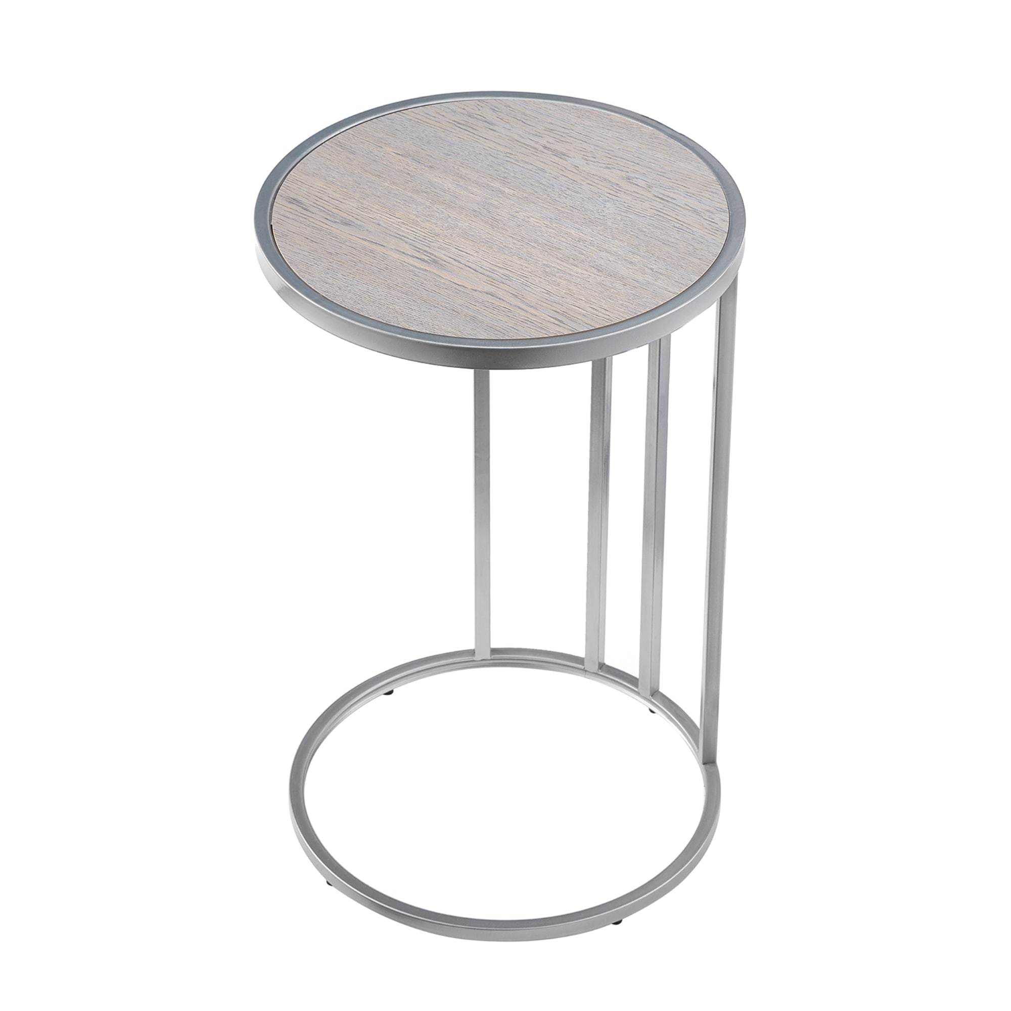 Loft Lyfe LET212-09GR-LS Siena 15.75-in W x 25-in H Grey/Chrome Wood veneer Round Modern End Table