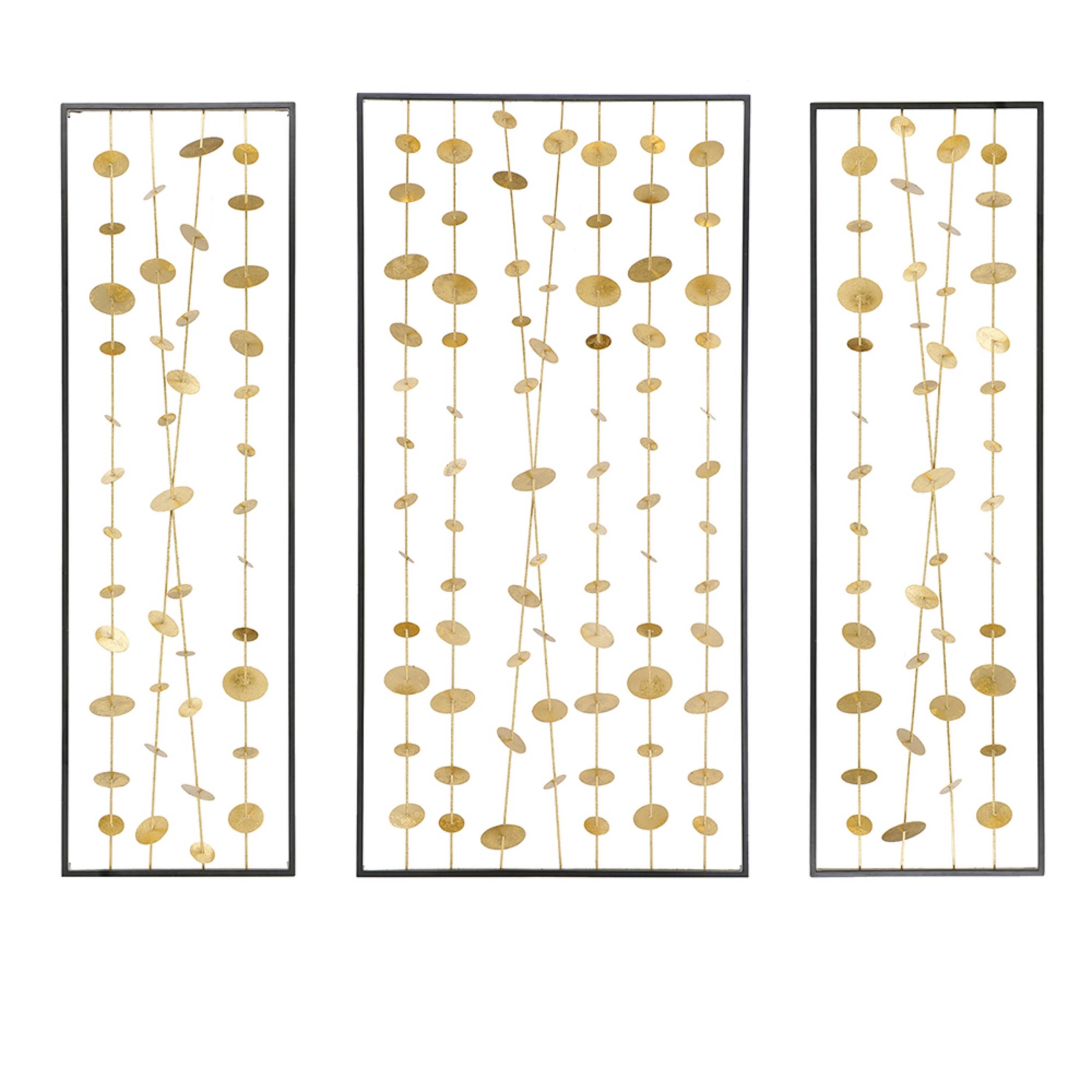 A&B Home 82283-DS A and B Home 46"H Rectangular-Shaped Gold Iron (Set of 3), Wall Art Home Office Decor Gold Plastic Framed 46-Inches H x 23.5-Inches W Abstract Polyester Painting