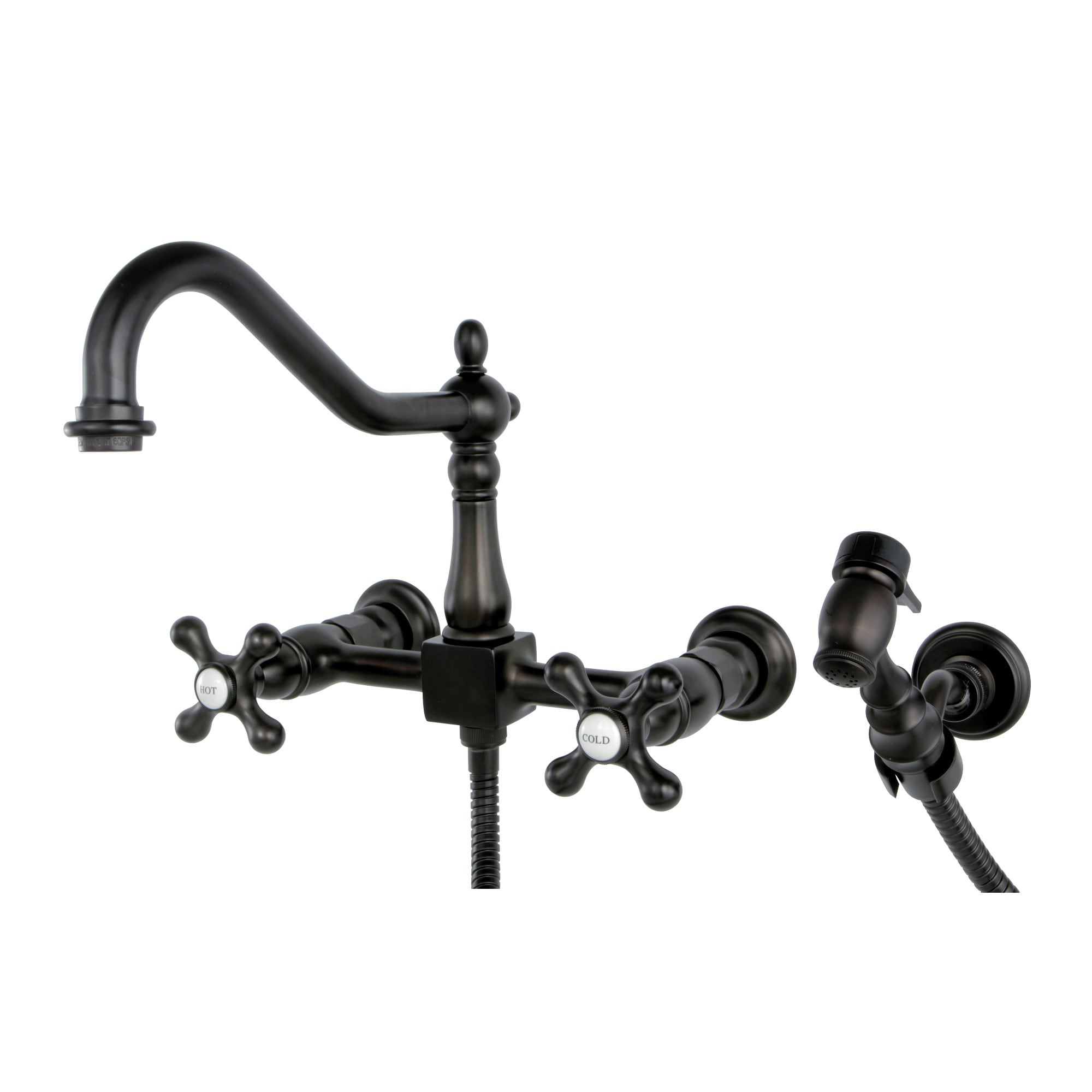 Elements of Design ES1245AXBS Oil-rubbed bronze Double Handle Wall-mount Bridge Kitchen Faucet ( Side Sprayer Included )
