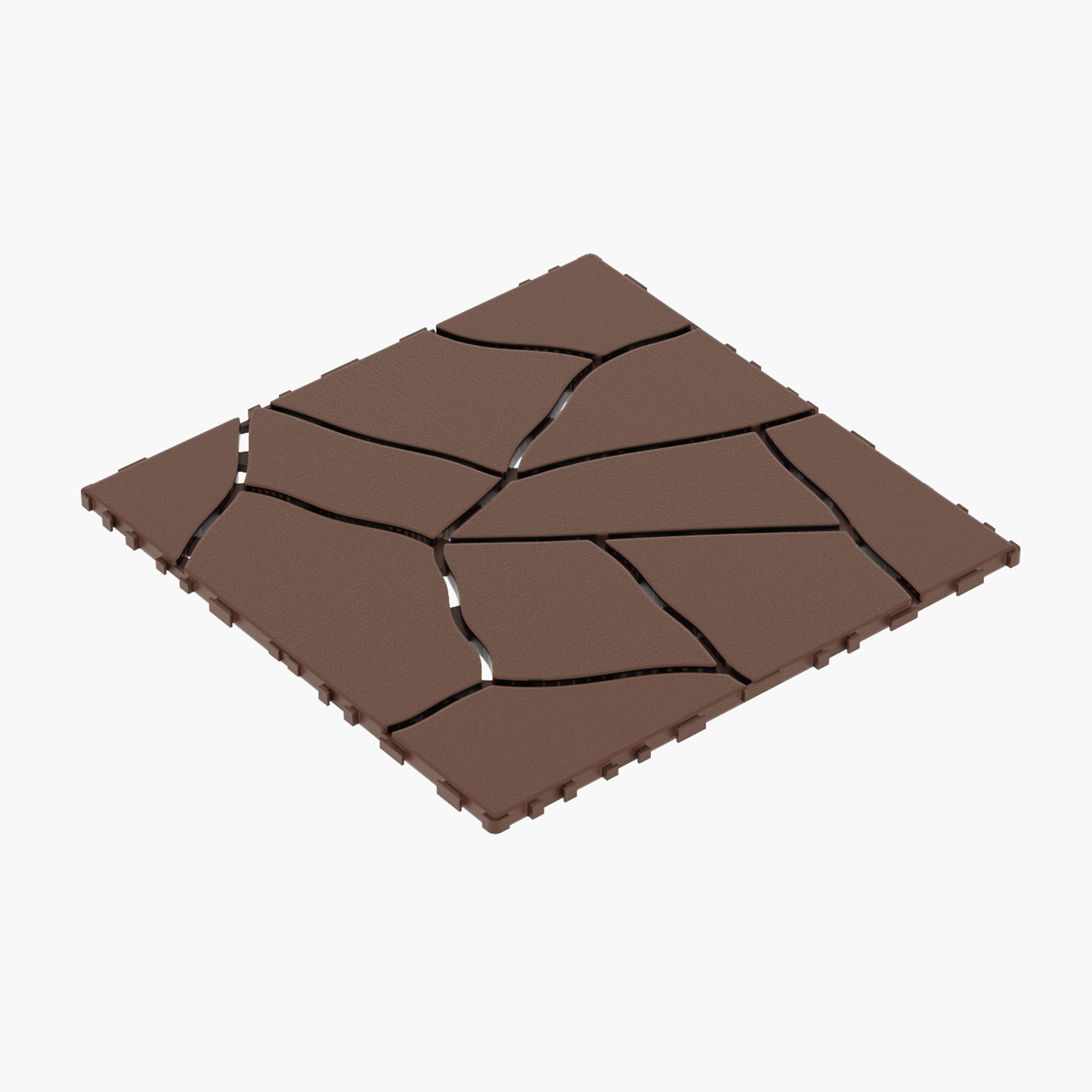 PetriMins Simulated Stone Surface 12-In Patio Deck Tiles Diy Module Interlocking Decking Tiles Floor Tile Court Tiles For Porch Poolside Balcony Backyard 44Pcs Brown