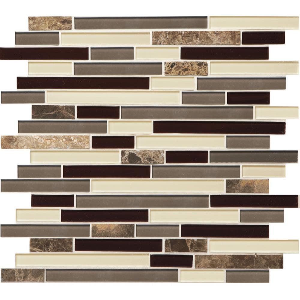 American Olean Mosaic Chateau Emperador 4 In X 4 In Unglazed Ceramic Linear Mosaic Wall Tile Sample In The Tile Samples Department At Lowes Com