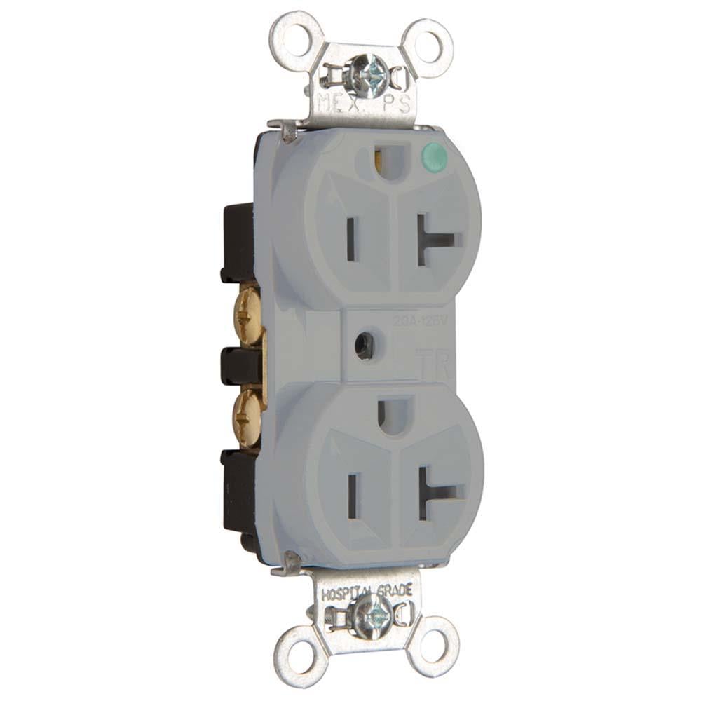 Legrand TR8300HGRY Pass Seymour 20 -Amp 125-volt Tamper Resistant Hospital Duplex Outlet , Gray