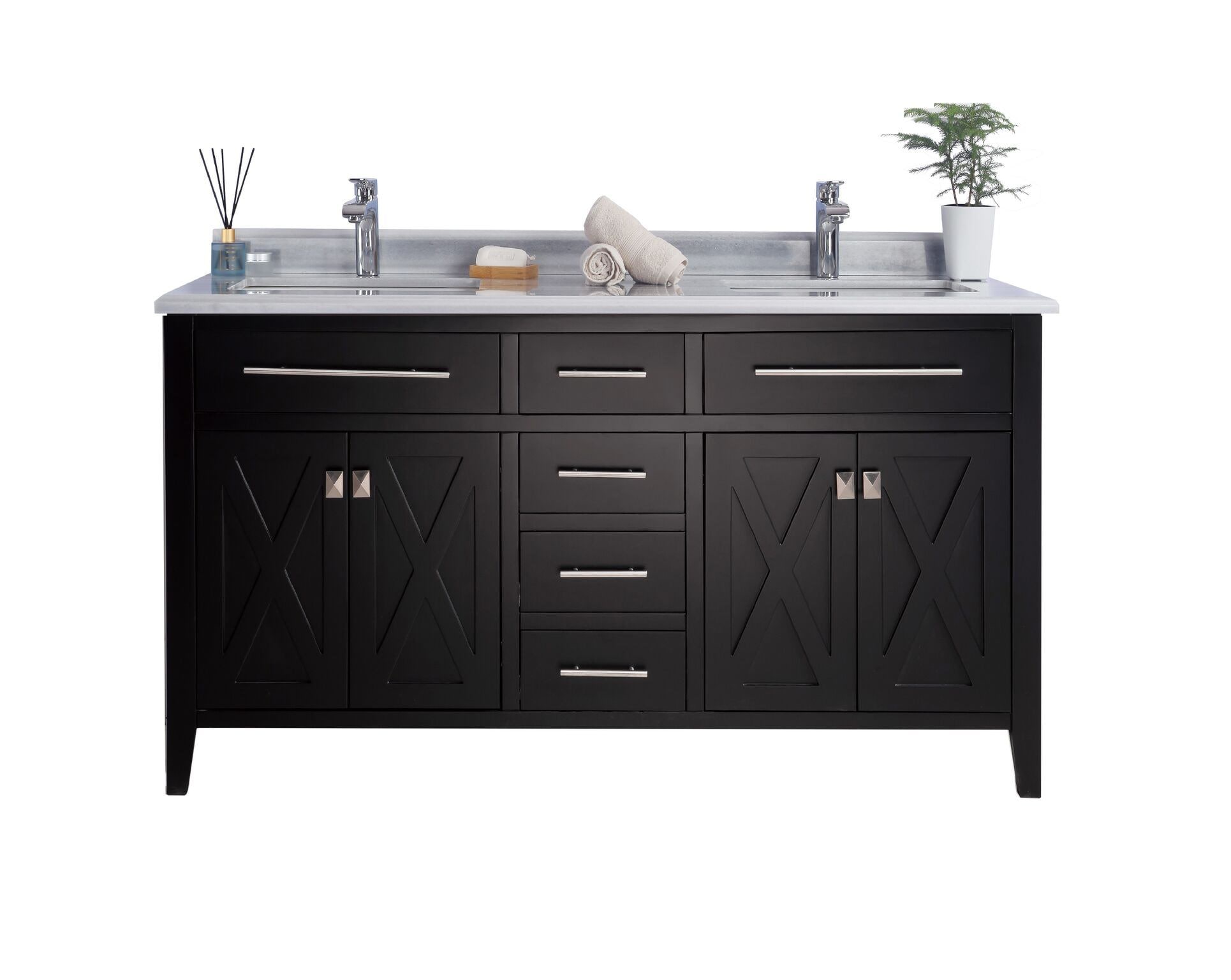 LAVIVA 313YG319-60E-WS Espresso Wimbledon Vanity With White Stripes ...