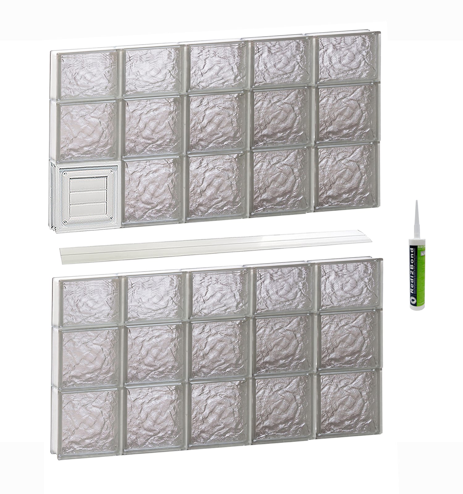 REDI2SET D4044IS Ice Glass 38-3/4-in x 42-1/2-in Frameless Replacement Dryer vent Glass Block Window