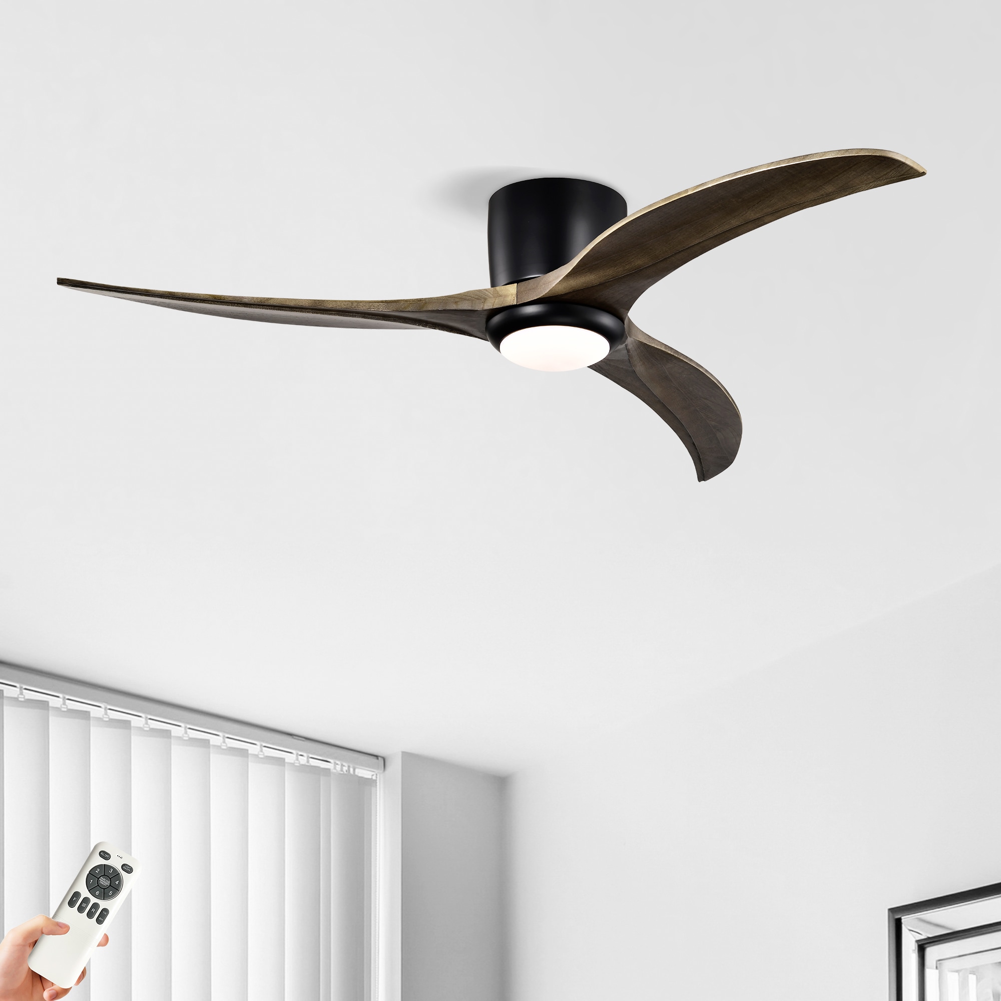 Rbied ceiling fan 52-in black with Chandelier Ceiling Fan With Light and Remote Control Included 3 -Blade