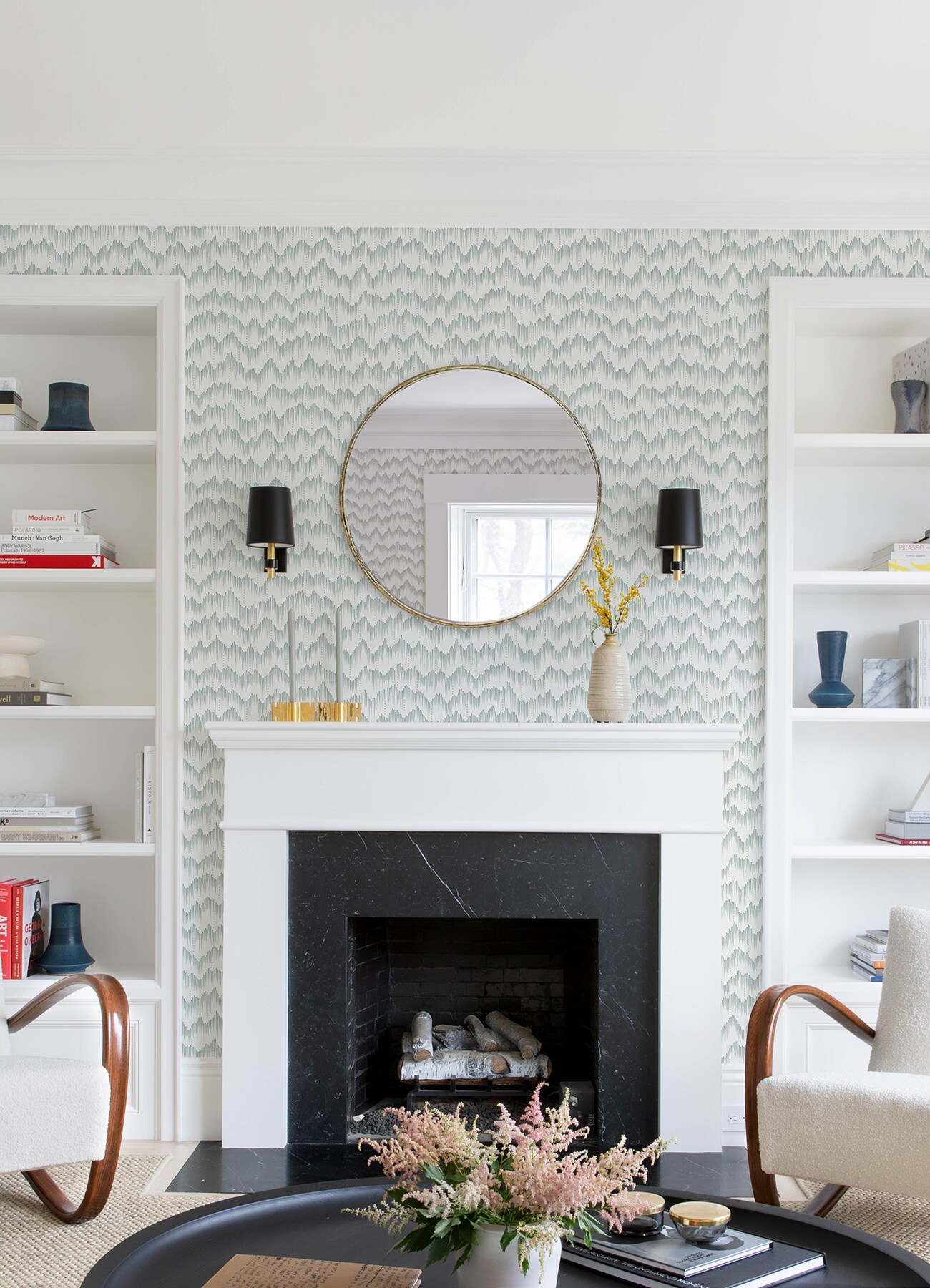 Holmby Seafoam Brushstroke Zigzag Non-Woven Wallpaper