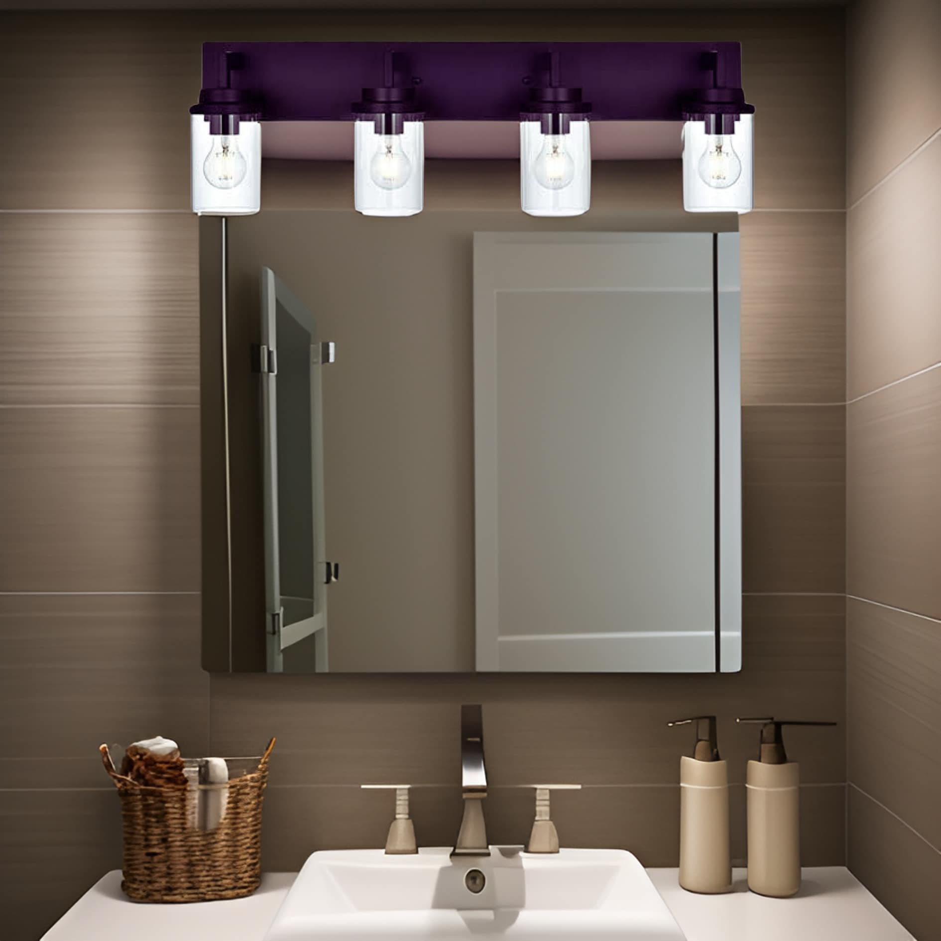 AAZJ PH-P148047 Vanity Light 10-in W 4 -Light Oil-rubbed Bronze Industrial Wall Sconce