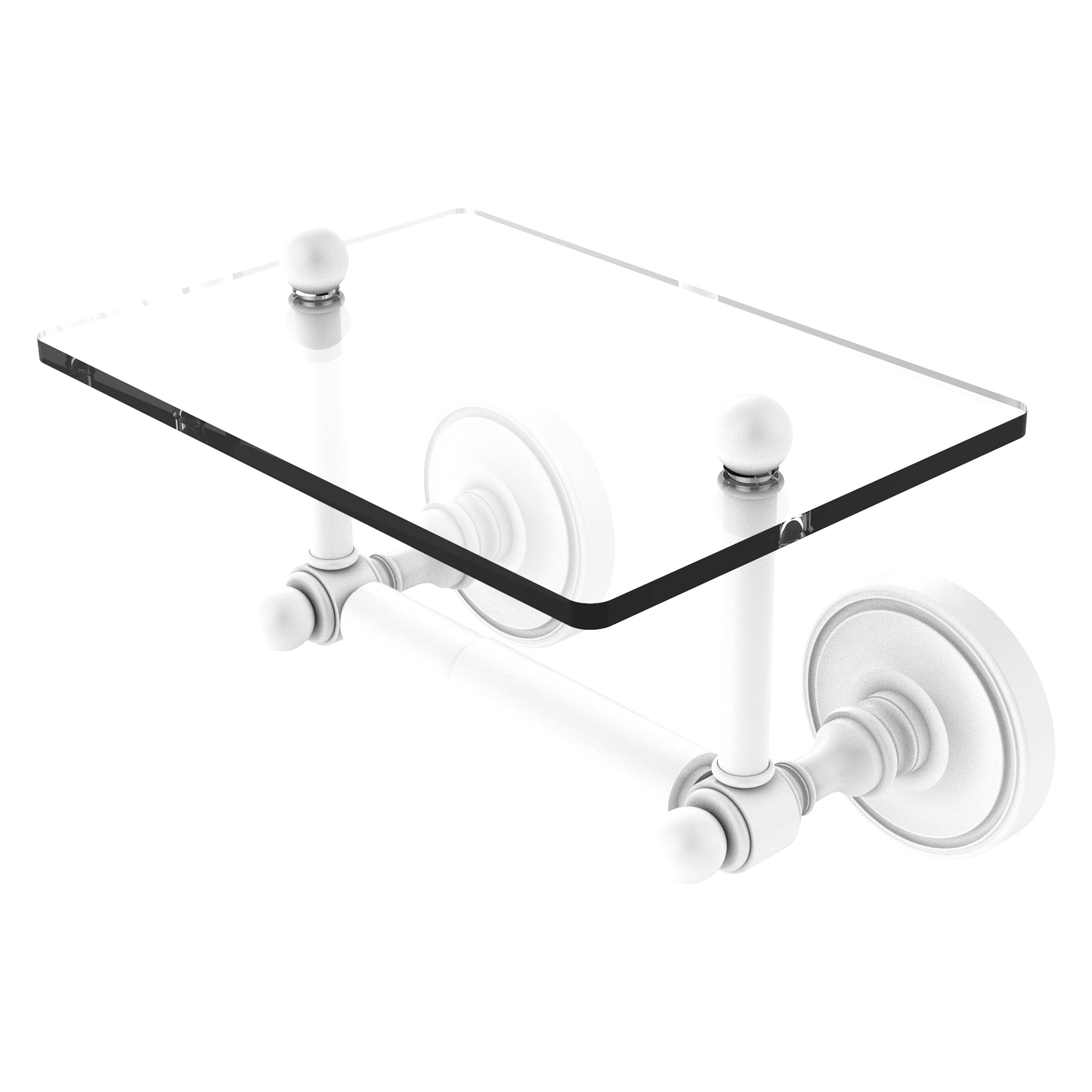 Que New Collection Horizontal Reserve 3 Roll Toilet Paper Holder with Wood Shelf - Matte White - Allied Brass