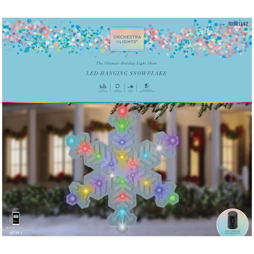 Gemmy Orchestra Of Lights 18.2-in Hanging Snowflake With Color Changing ...