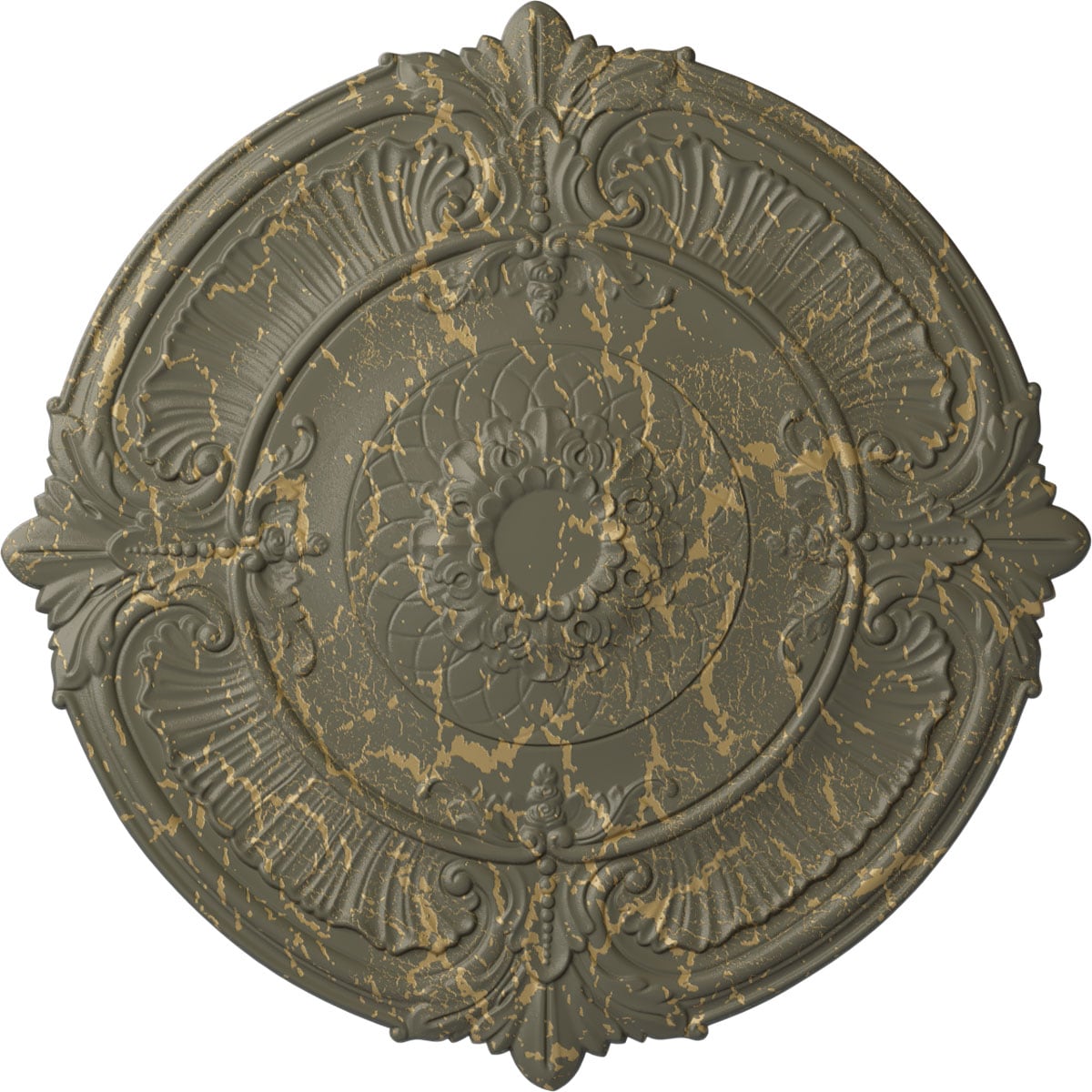 Ekena Millwork CM39ATWHC Attica 39.5-in W x 39.5-in L Painted Witch Hazel Crackle Polyurethane Whole Ceiling Medallion