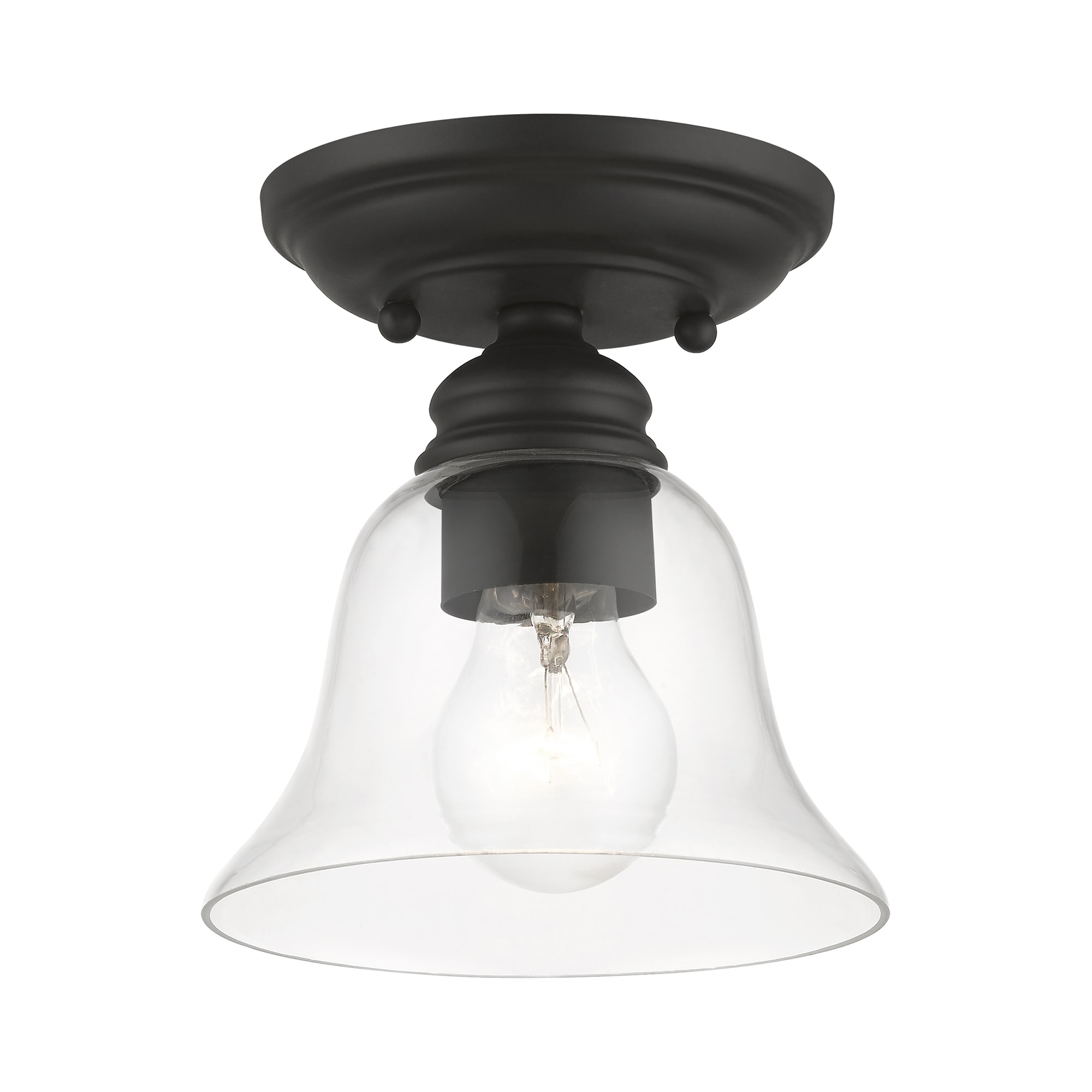 Black Semi-Flush Mount Light with Clear Glass Shade
