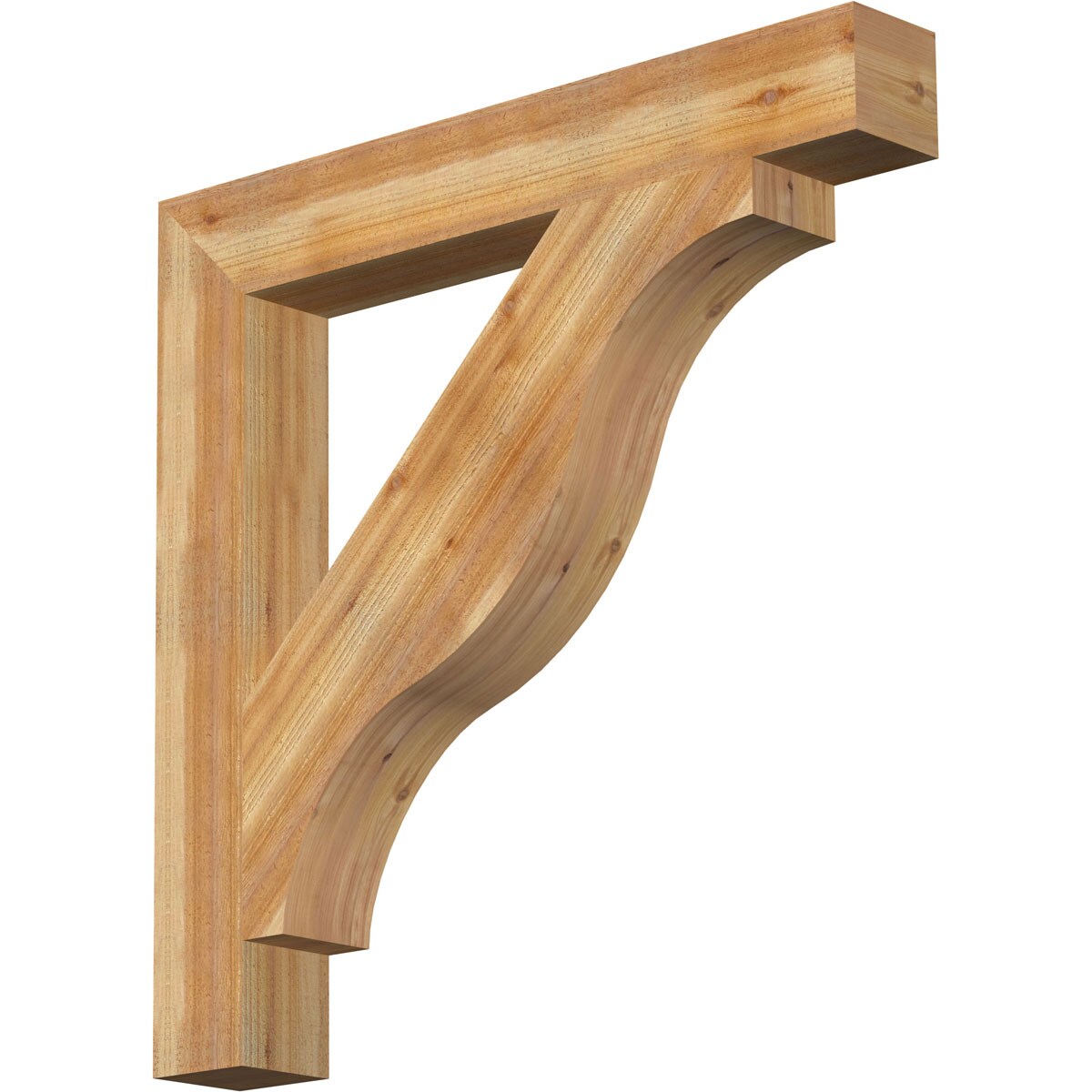 Ekena Millwork BKT06X44X44FST05RWR Funston Block Rough Sawn 6-in x 44-in x 44-in Western red cedar Brown Wood Standard bracket