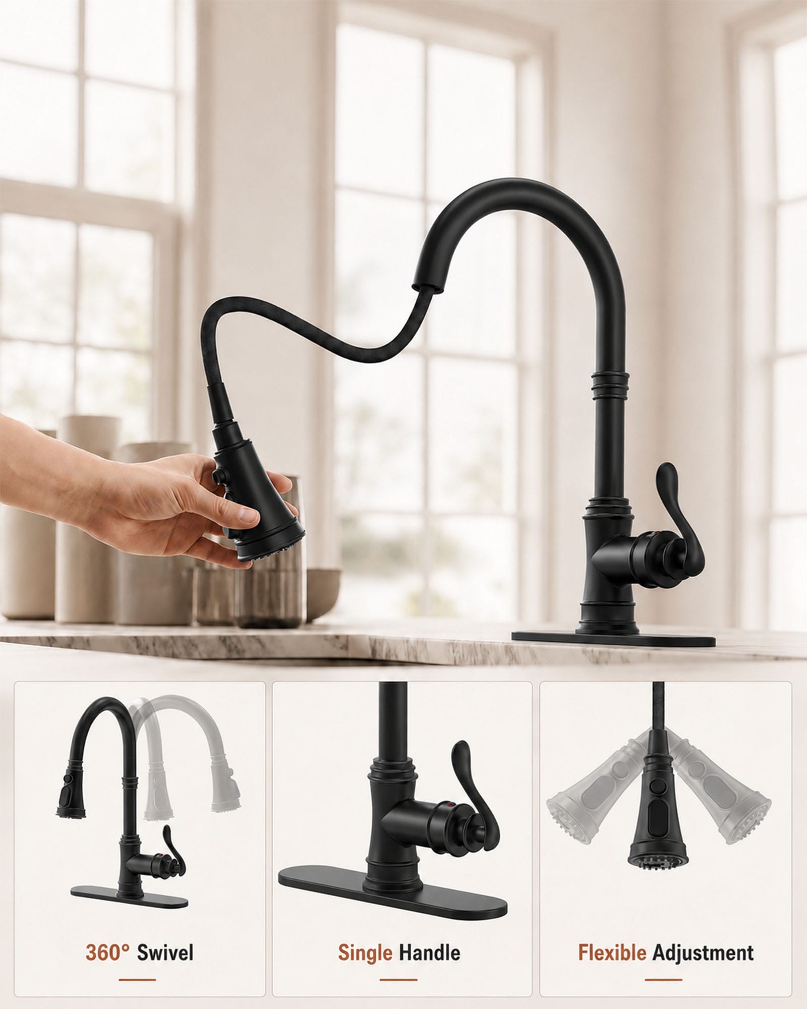BWE A-94551-BLACK Kitchen-Faucets - View #4