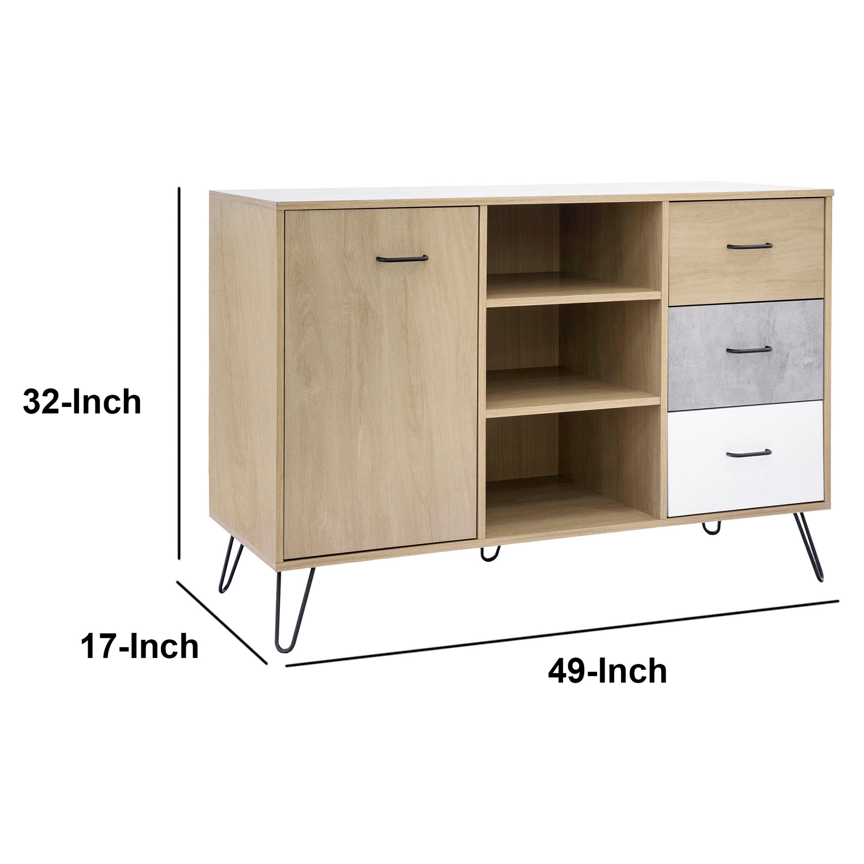 Oak Brown Midcentury Modern Sideboard Buffet Cabinet with Drawers