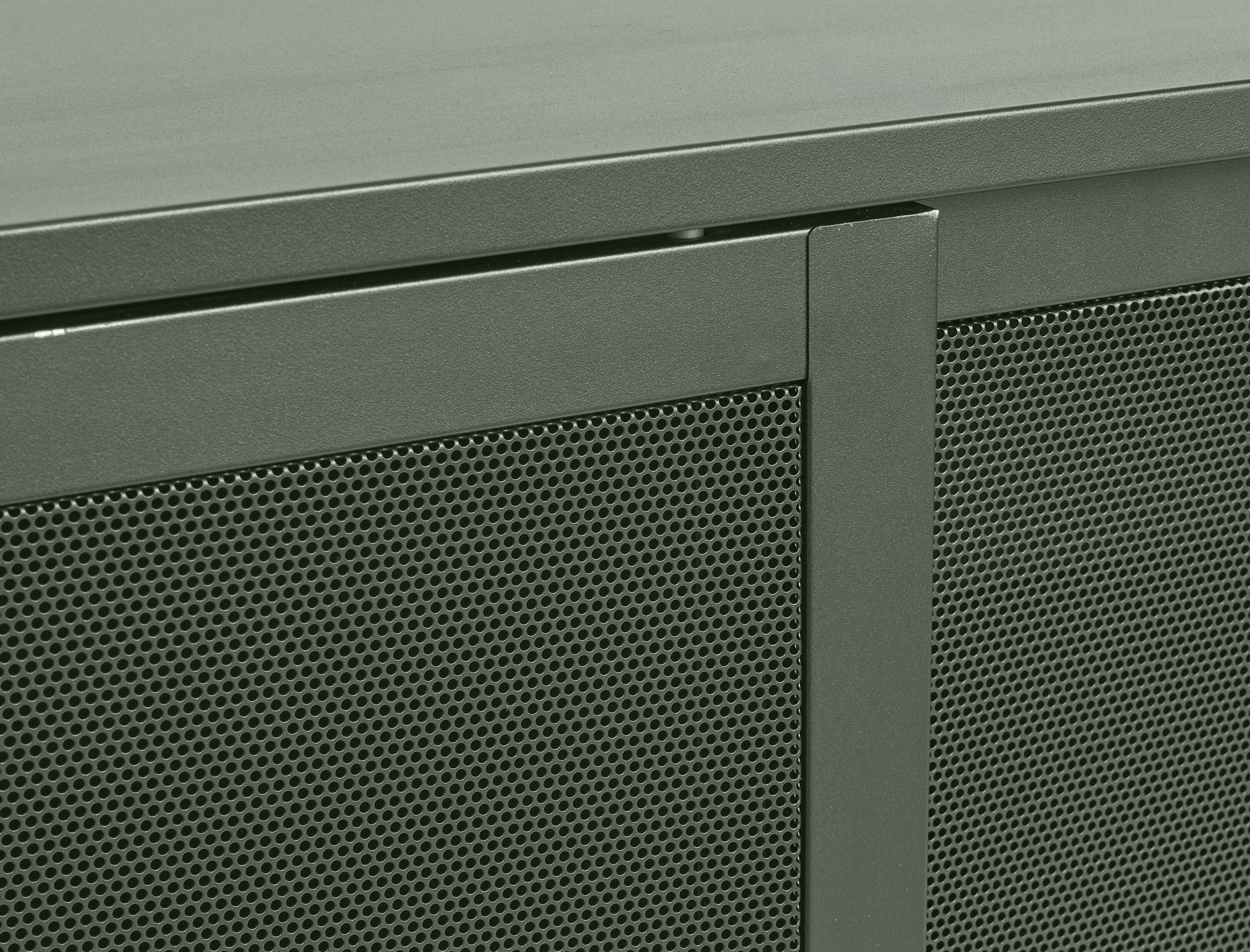 Olive Green Metal Mesh Contemporary Sideboard with Adjustable Shelves