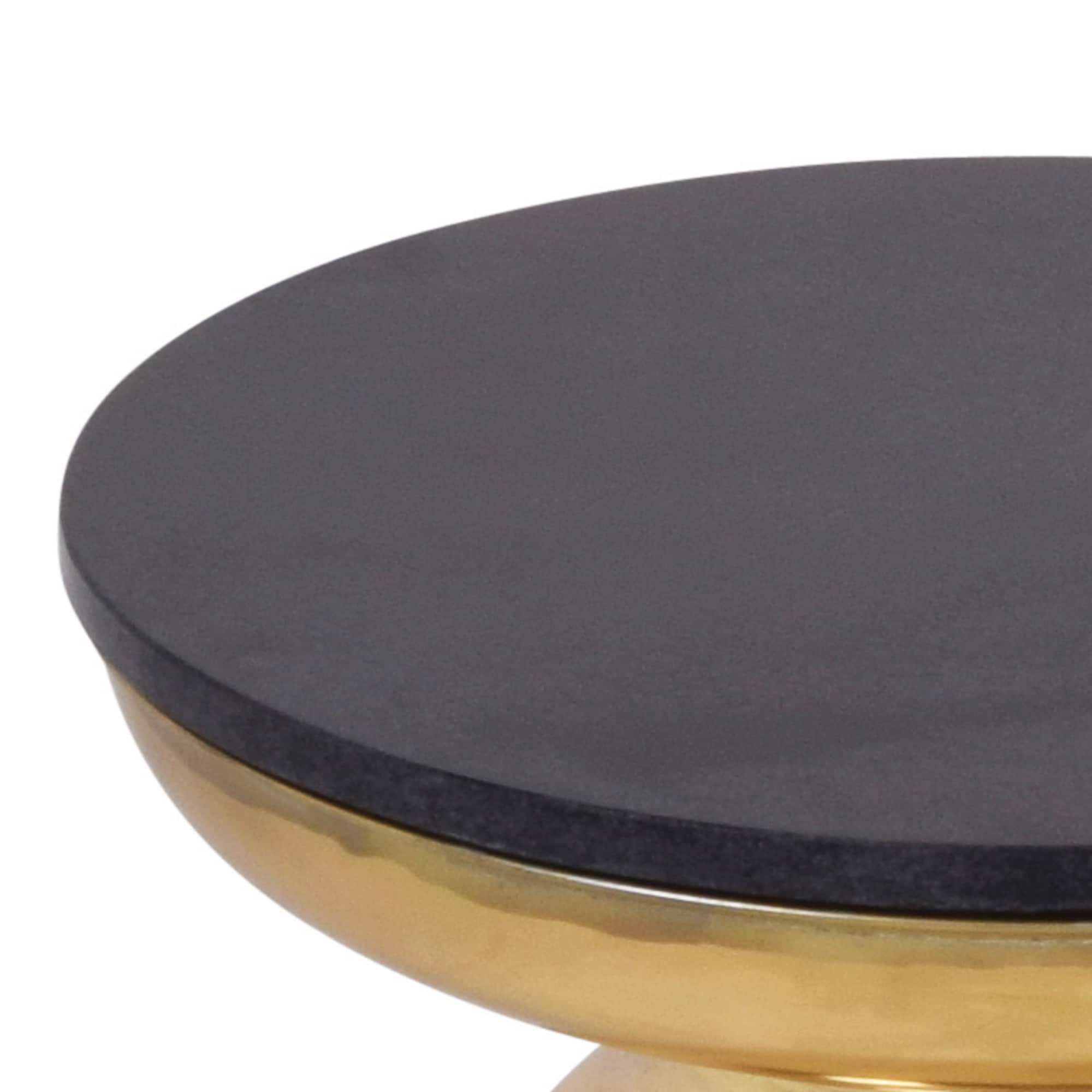 Contemporary Round Stone Top Metal Frame End Table