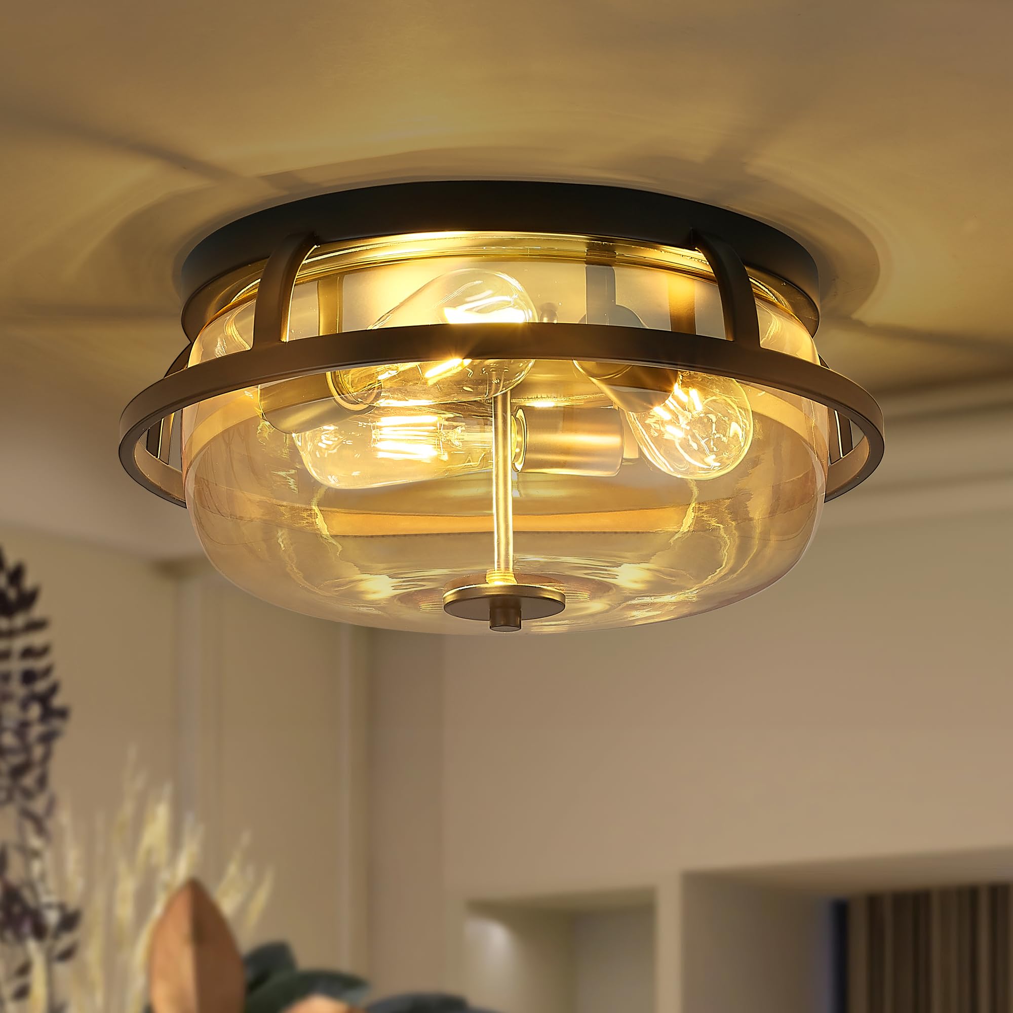 LTMATE LSTE285F BK JAZAVA 3 -Light 15.6-in Black Flush Mount Light