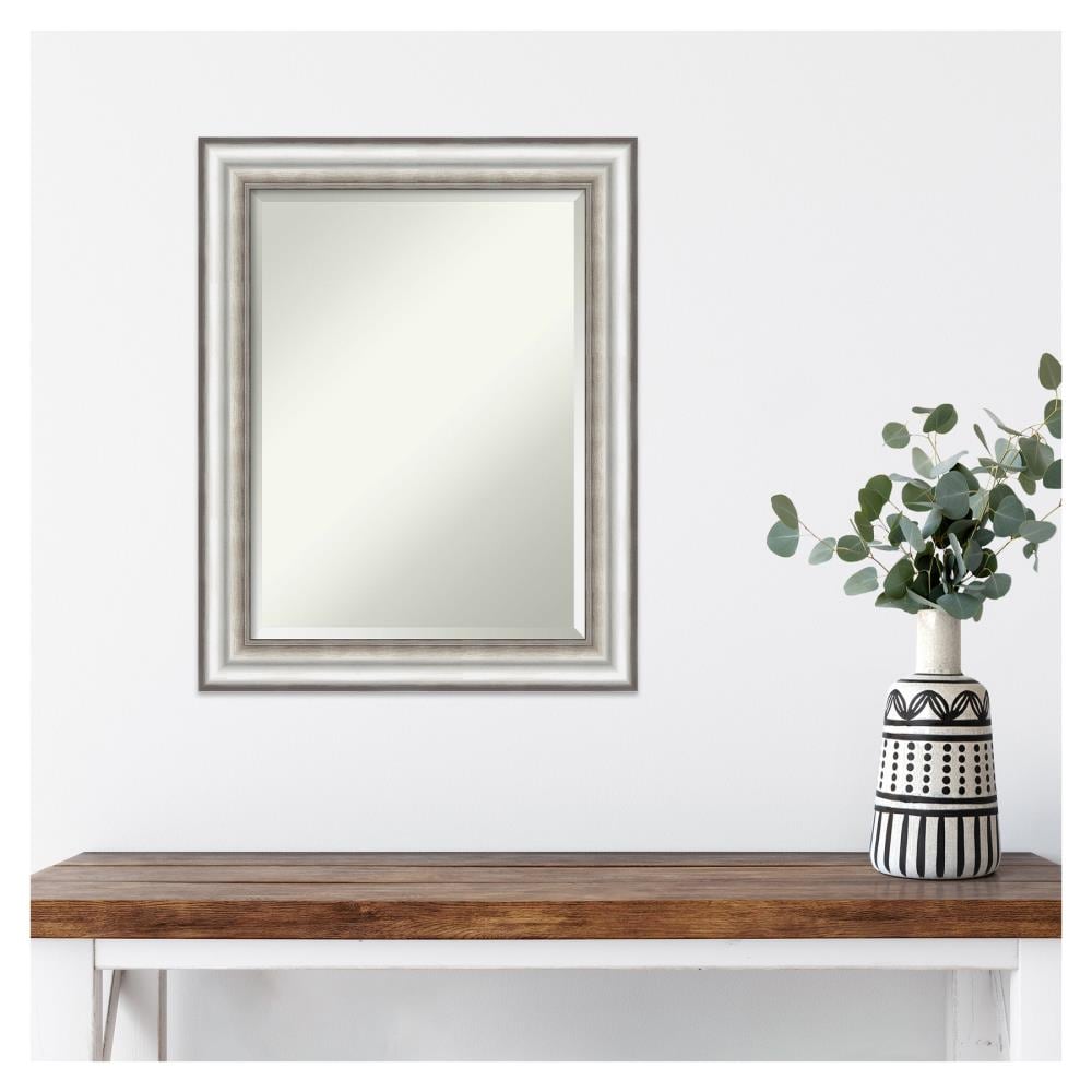 Elegant Rectangular Wall Mirror with Silver Embossed Frame
