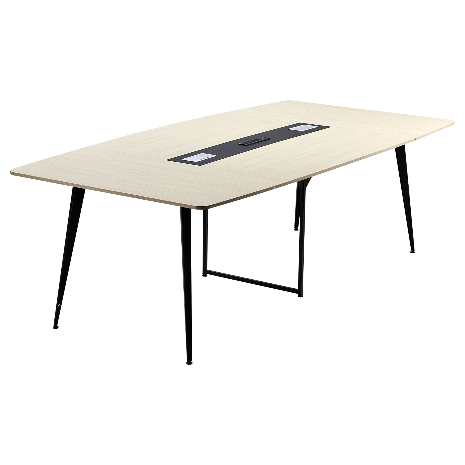 VEVOR - Conference Table 8 ft Boat Shaped Office Meeting Table with Charge Station for 10 Person ...