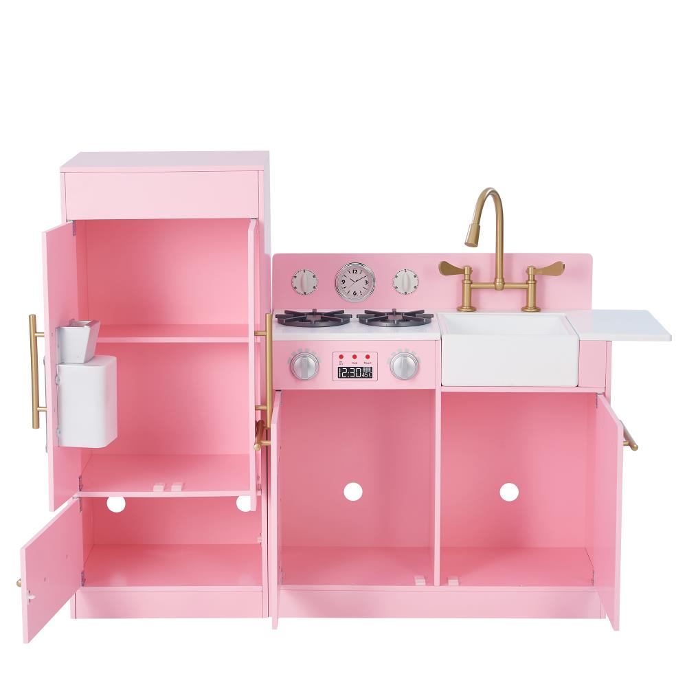 Wholesale Wooden Montessori Modern Baby Kitchen Ware Play House Pink Little  Cute kitchen toys From m.