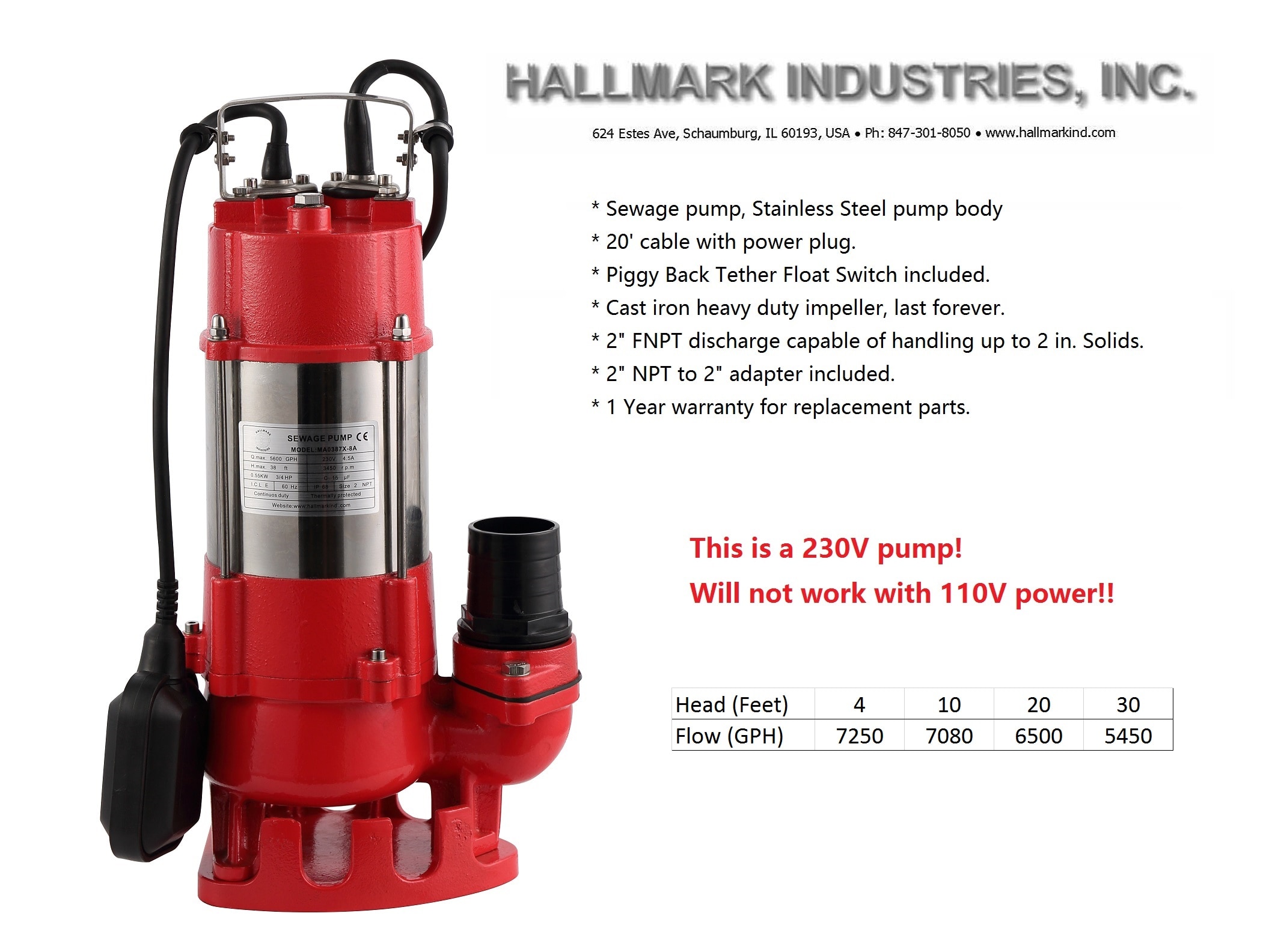 Hallmark Industries MA0387X-9A-230 pumps - View #4