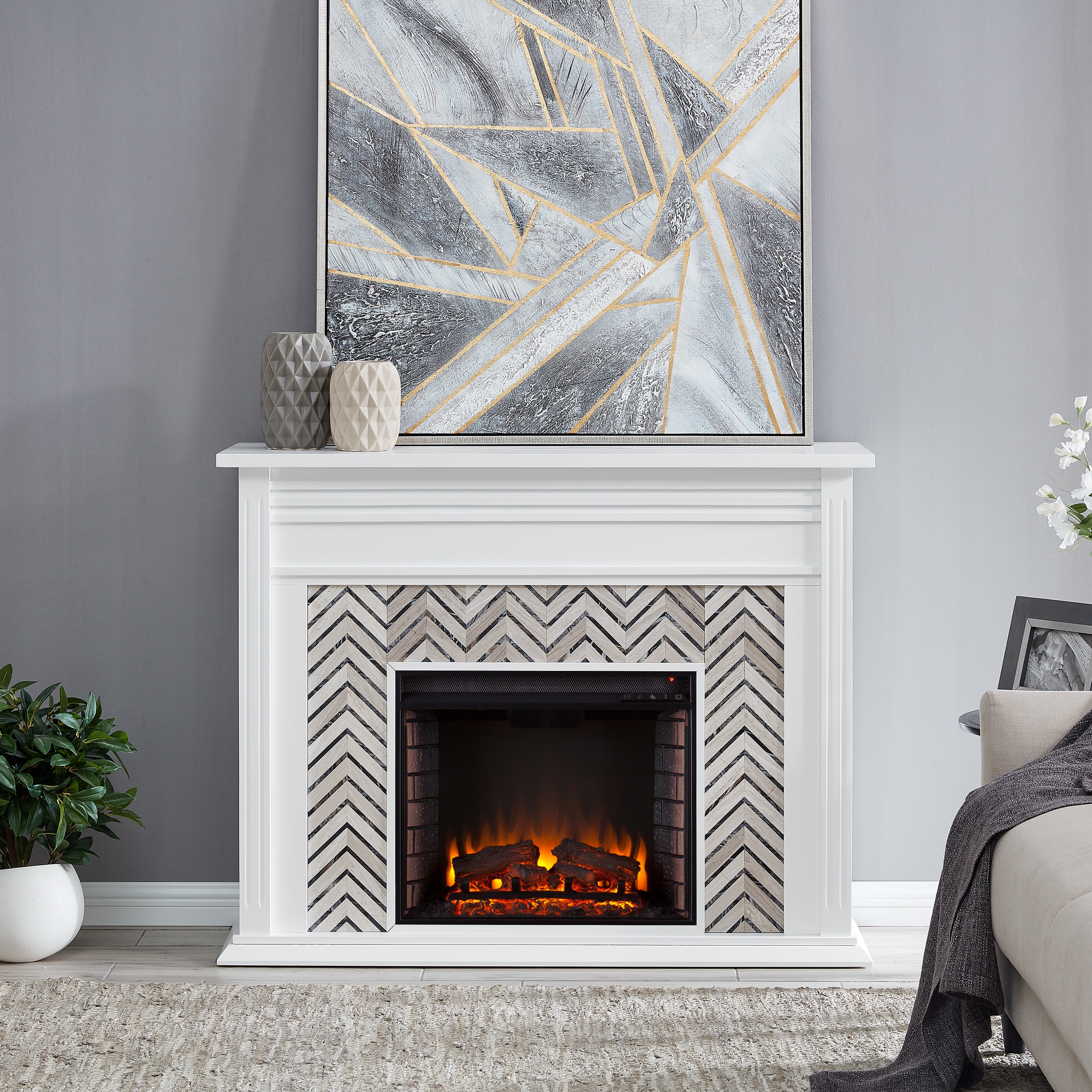 Boston Loft Furnishings 50-in W White and Gray Fan-forced Electric Fireplace ATG9570801FE Sansujyuku sansujyuku.com