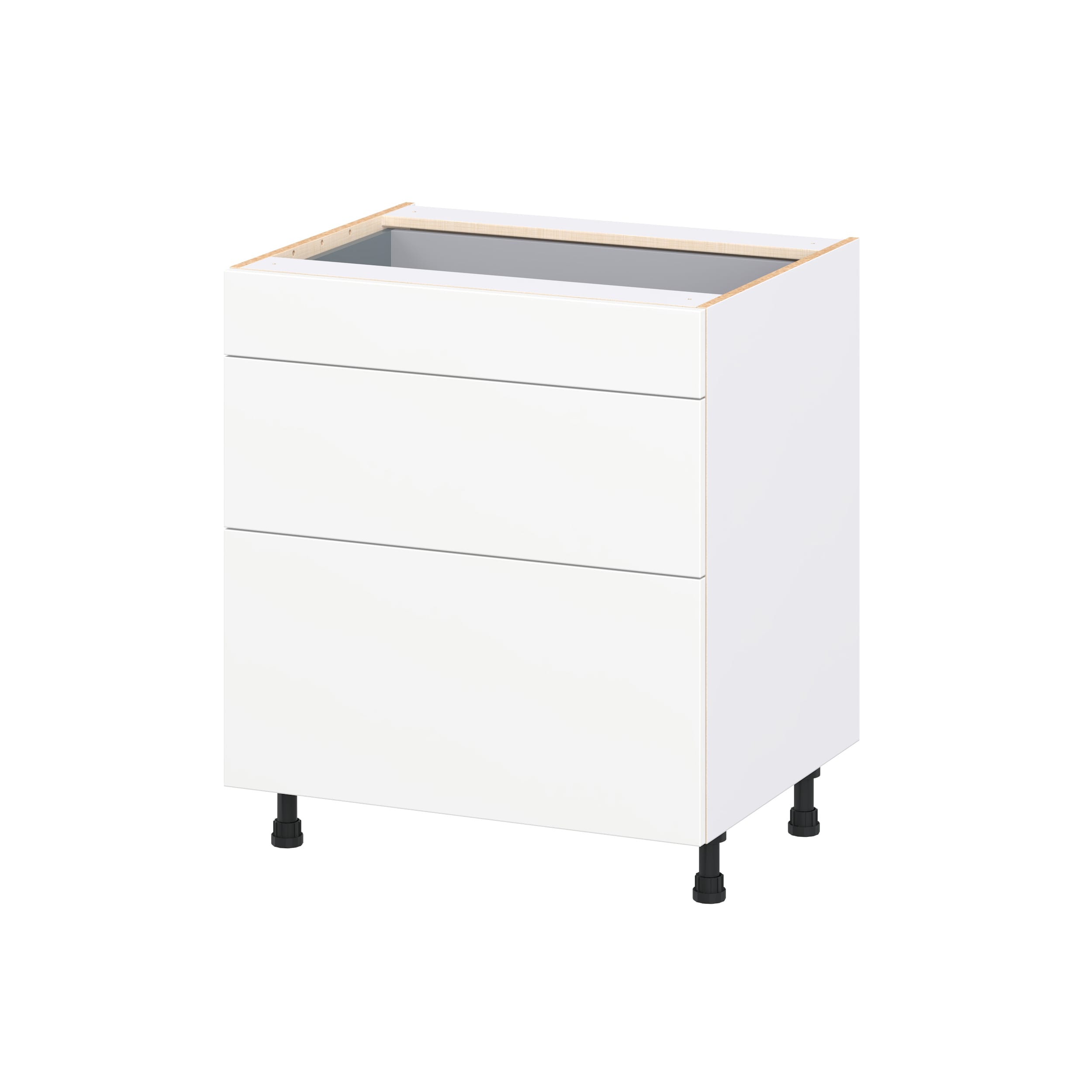 Hugo&Borg DSB3D30-LA Lasalle 30-in W x 34.5-in H x 24.5-in D Bright White Slab 3 -Drawers Drawer Base Fully assembled Cabinet Flat Panel Slab