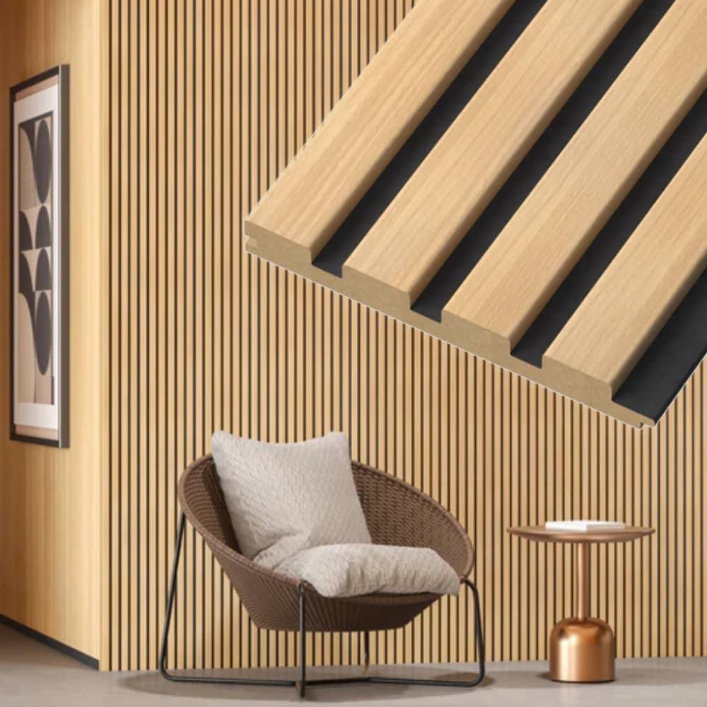 HIGHLANDERHOME 4GRIDBGAPWHITEMAPLE 5-1/2-in x 94-1/2-in Smooth MDF Slat Wall Panel ( 3 -Pack, Covers 11-sq ft )