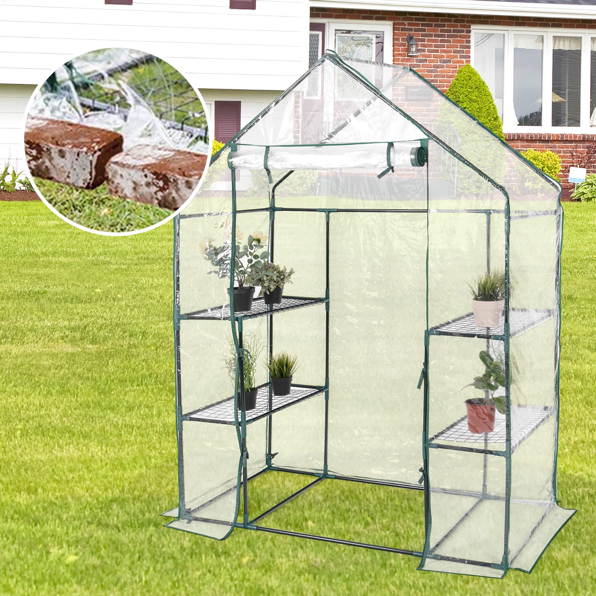 Forclover Portable Outdoor 4 Shelves Greenhouse in the Greenhouses ...