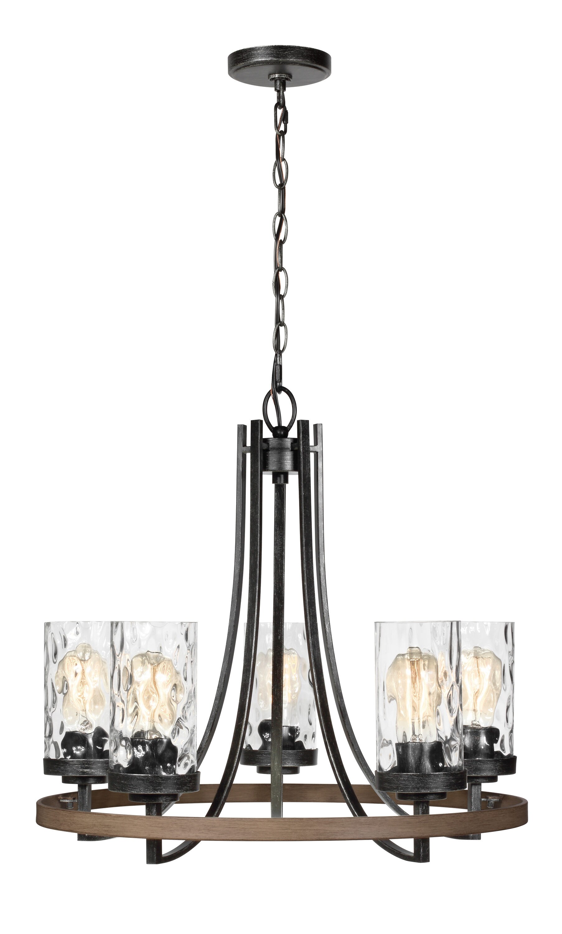 Gaston 24" Stardust Modern Farmhouse Chandelier with Water Glass Shades