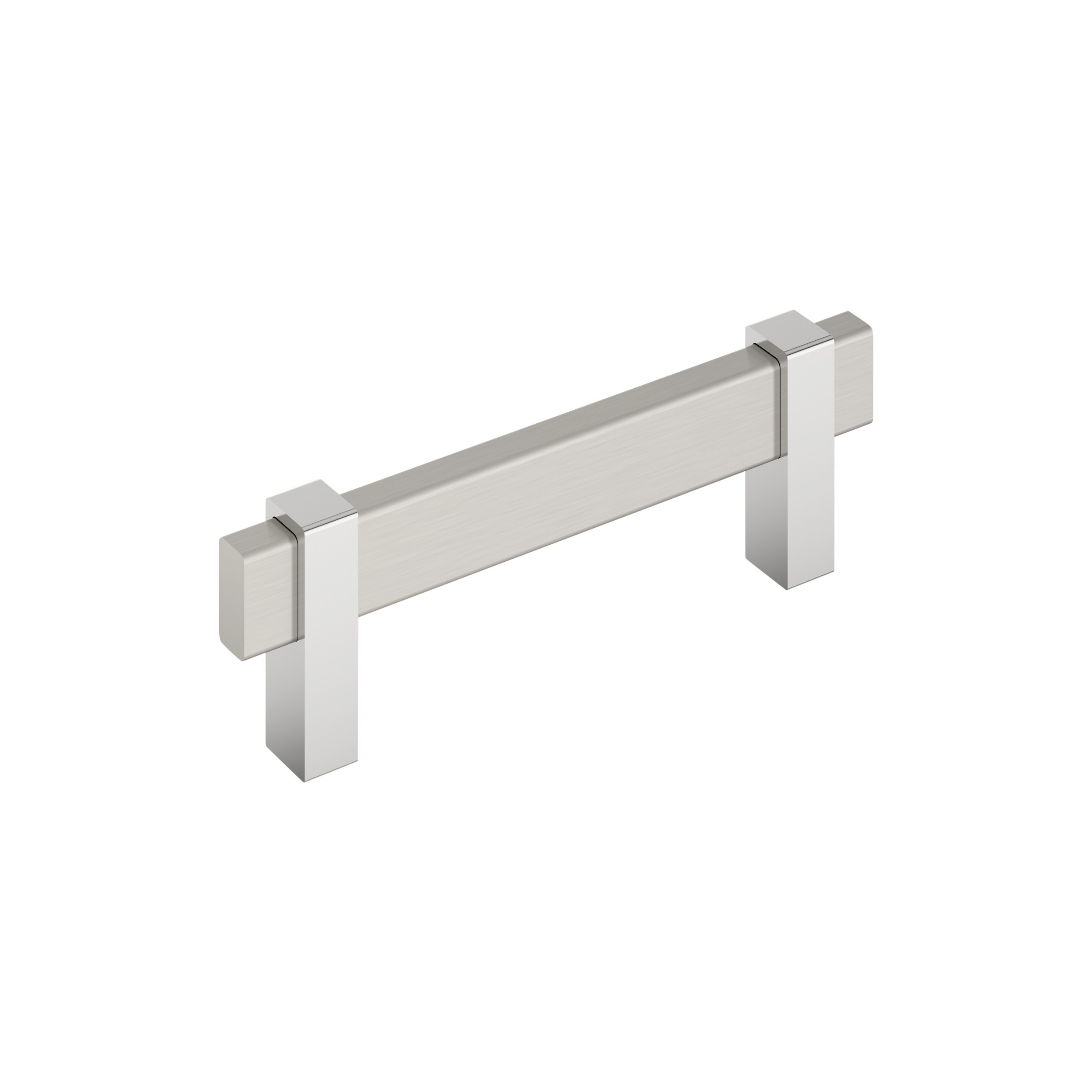 Satin Nickel and Polished Chrome 3-3/4 inch Bar Pull
