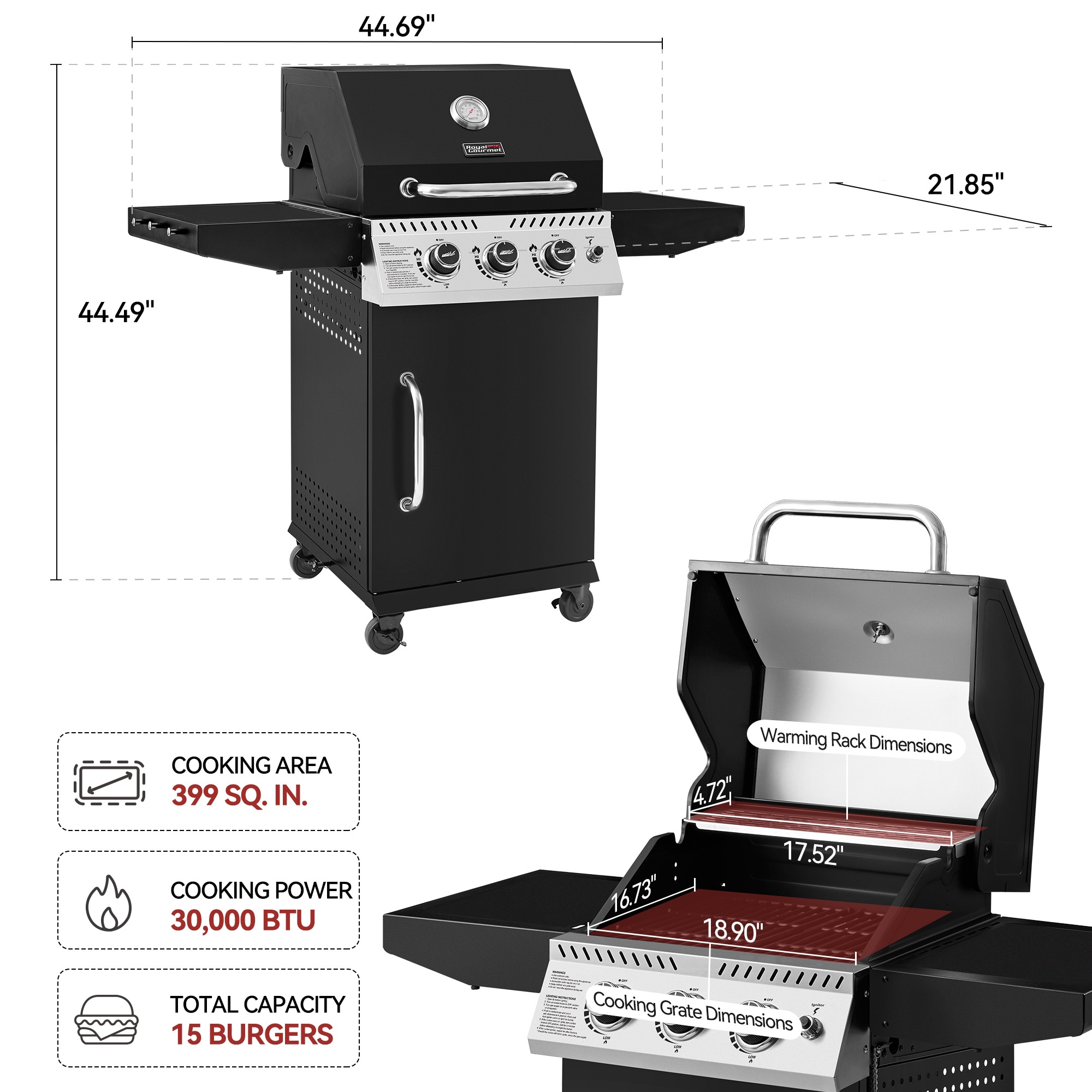 Royal Gourmet GG3001H Gas-Grill - View #11