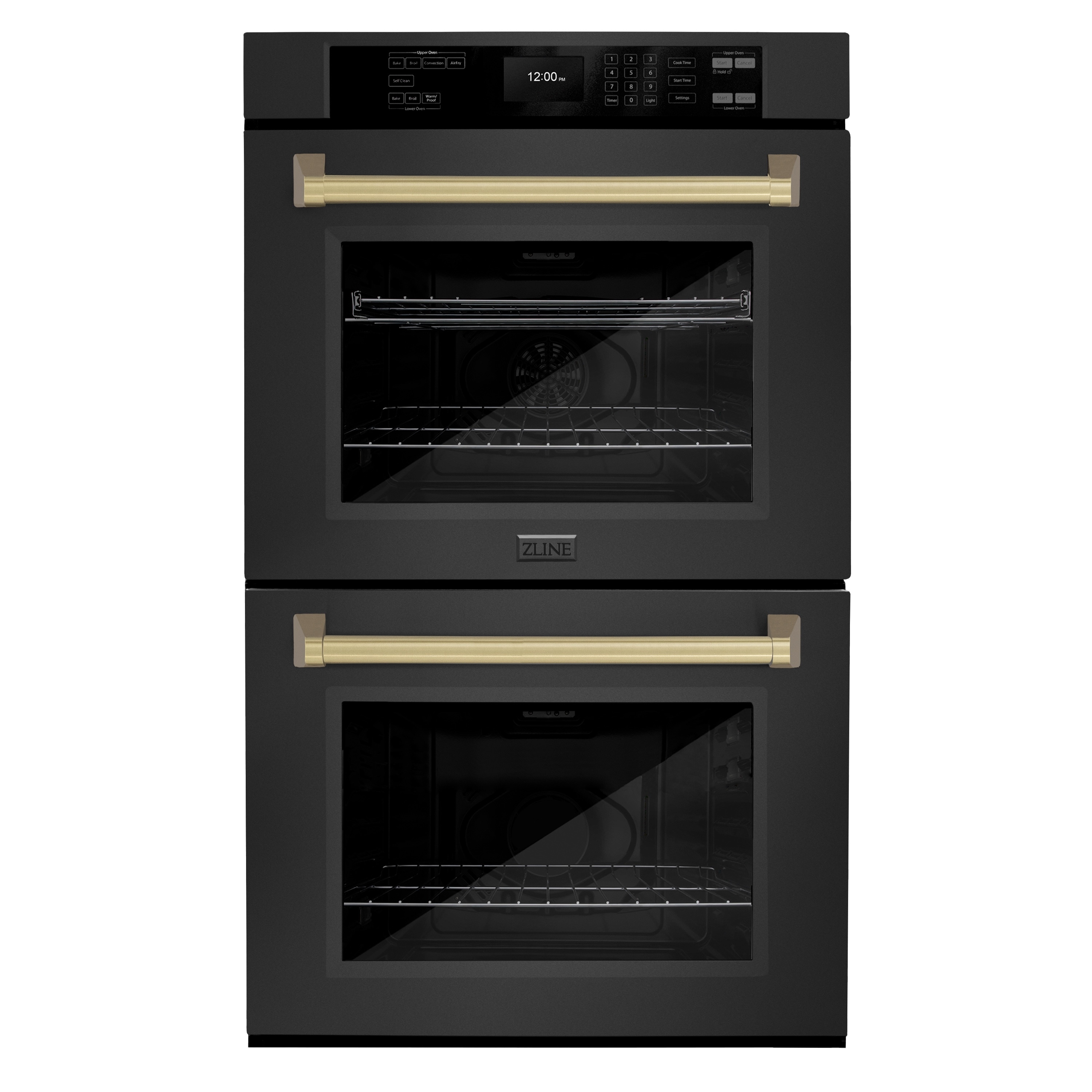 ZLINE KITCHEN & BATH WADBZ-30-CB 30 inch Double Electric Wall Oven with Air Fry Self-cleaning ( Black Stainless Steel with Champagne Bronze Handle )