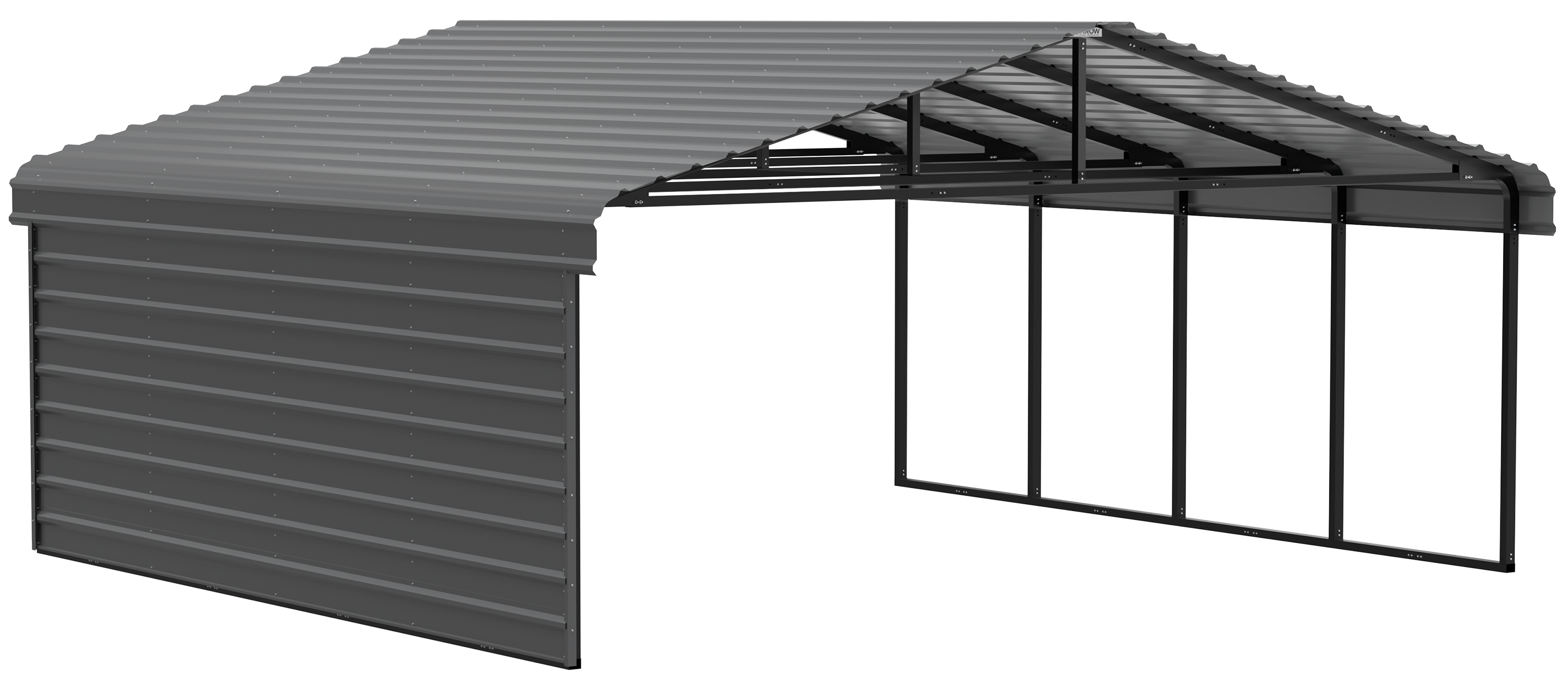20' x 20' Charcoal Steel Carport Kit with Enclosure