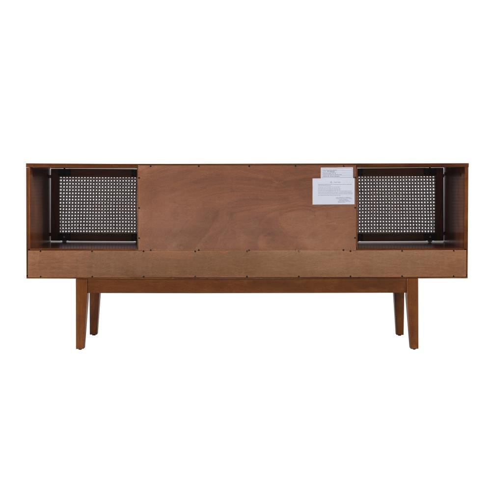 Simms 76.5" Dark Tobacco Midcentury Modern Media Console with Cane Doors