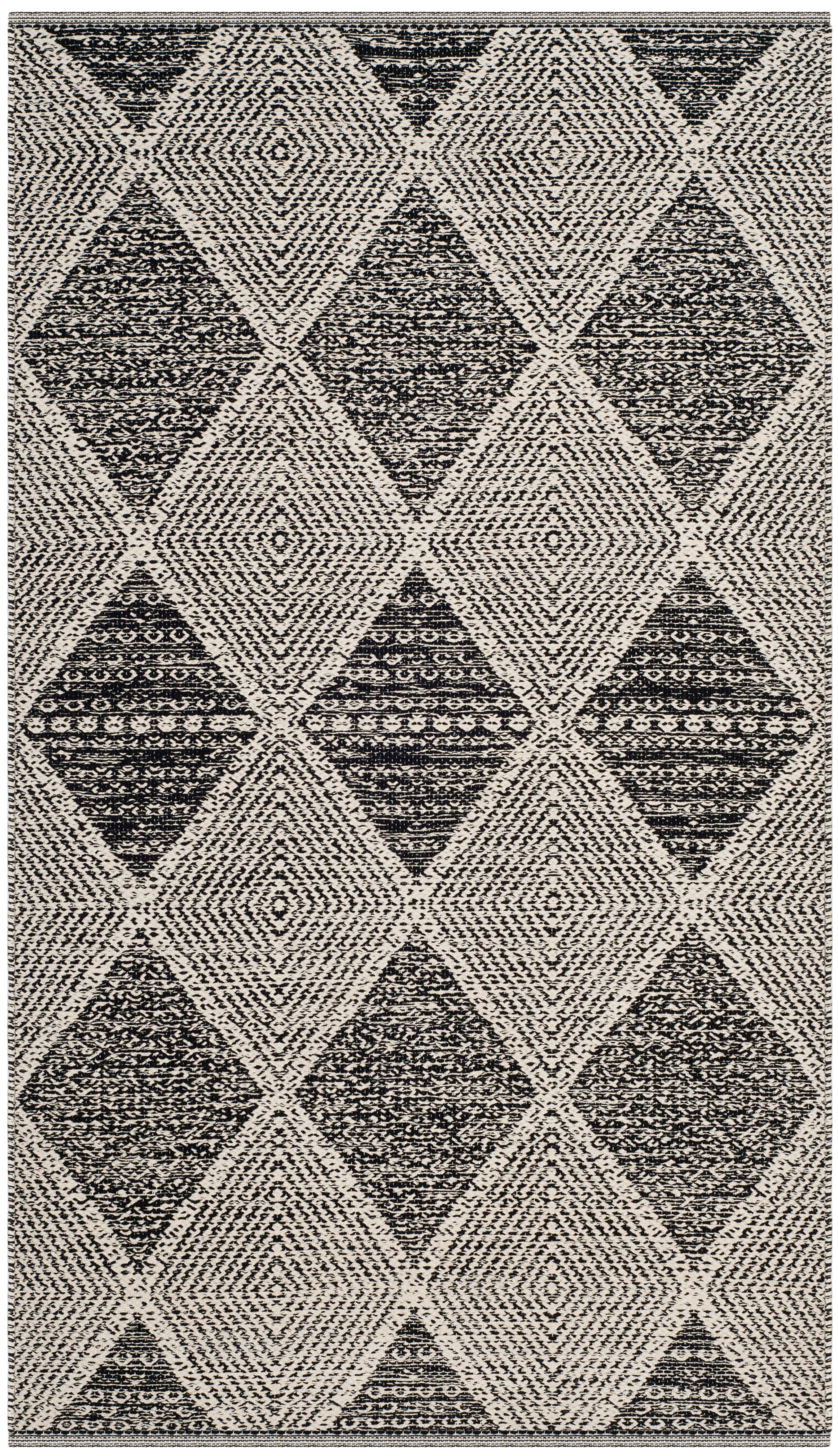 Montauk Black Cotton Handwoven 3' x 5' Area Rug