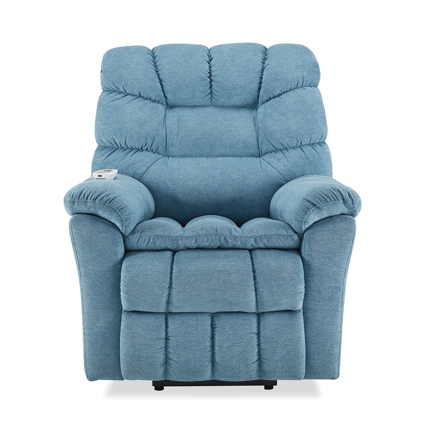 blue and white recliner chair