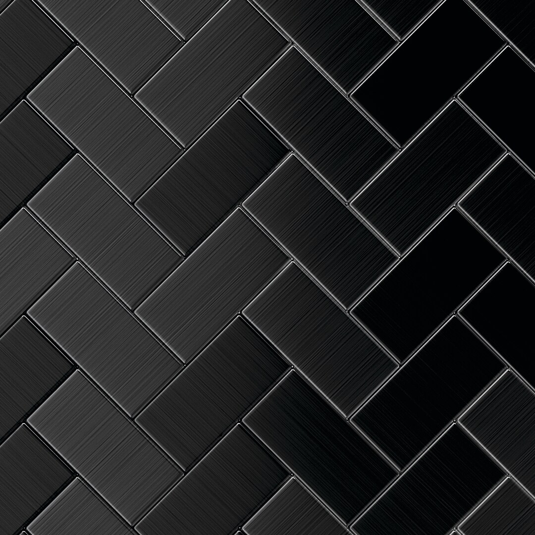 SpeedTiles ID100CAL014/SAM Sample- Caltrop Black Stainless Steel 4-in x 4-in Brushed Metal Patterned Wall Tile