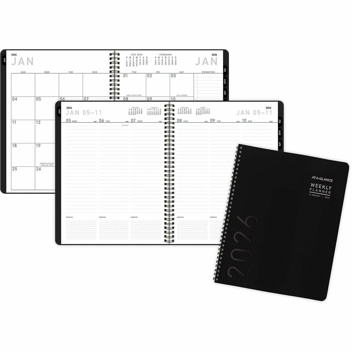 AT-A-GLANCE SPRAAG7095XL05 Contemporary Lite Weekly Monthly Planner  11 x 8.25  Black Simulated Leather Cover  12 Month Jan to Dec 2026