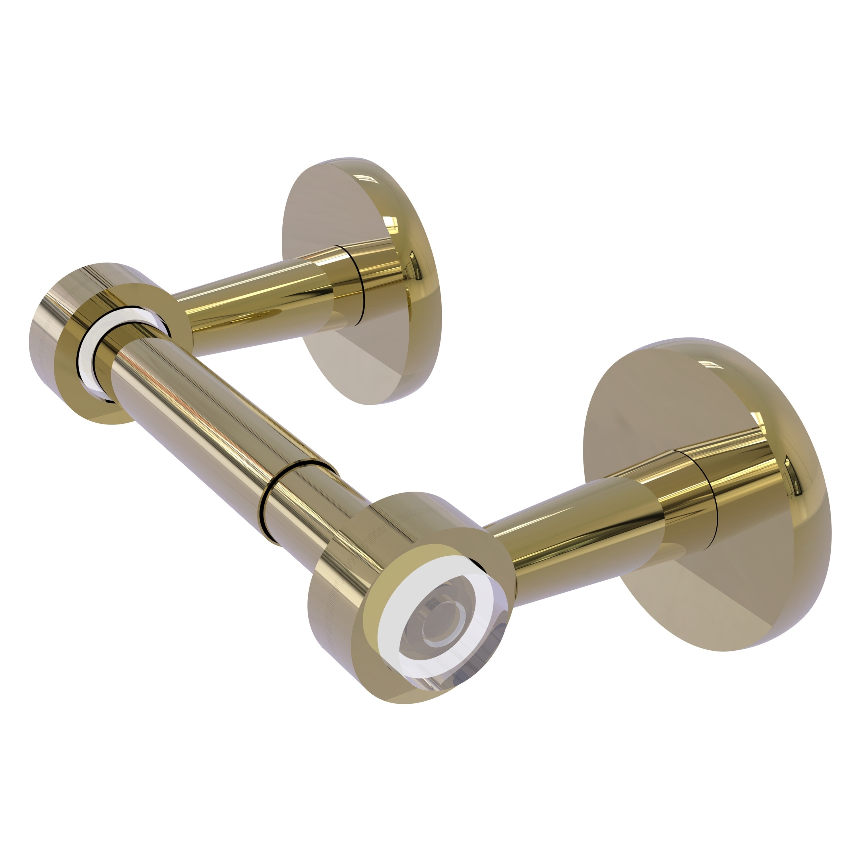 Allied Brass CV-24-UNL Clearview Unlacquered Brass Wall mount Double post Toilet Paper Holder 1 -Rolls with Storage