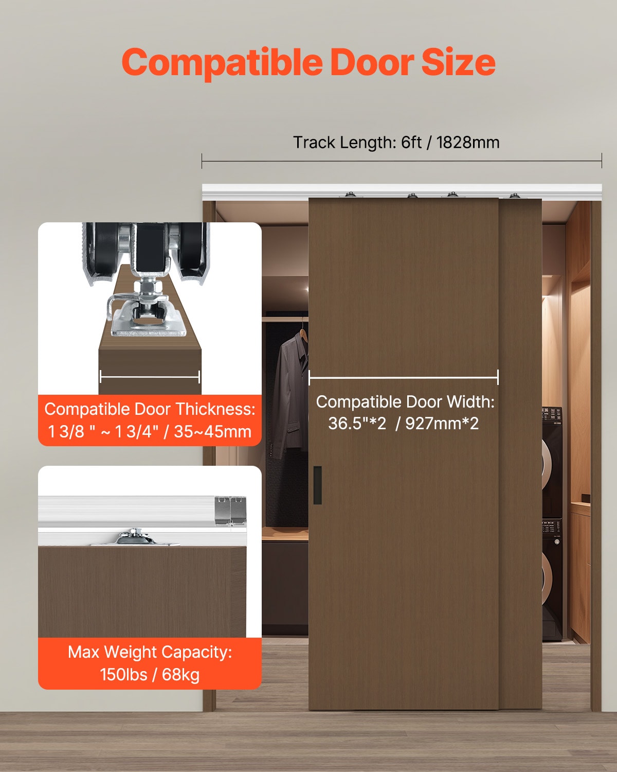 SVOPES SVOPESTLMTZTL11137V0 Sliding-Closet-Door-Track-Track-Kits - View #3